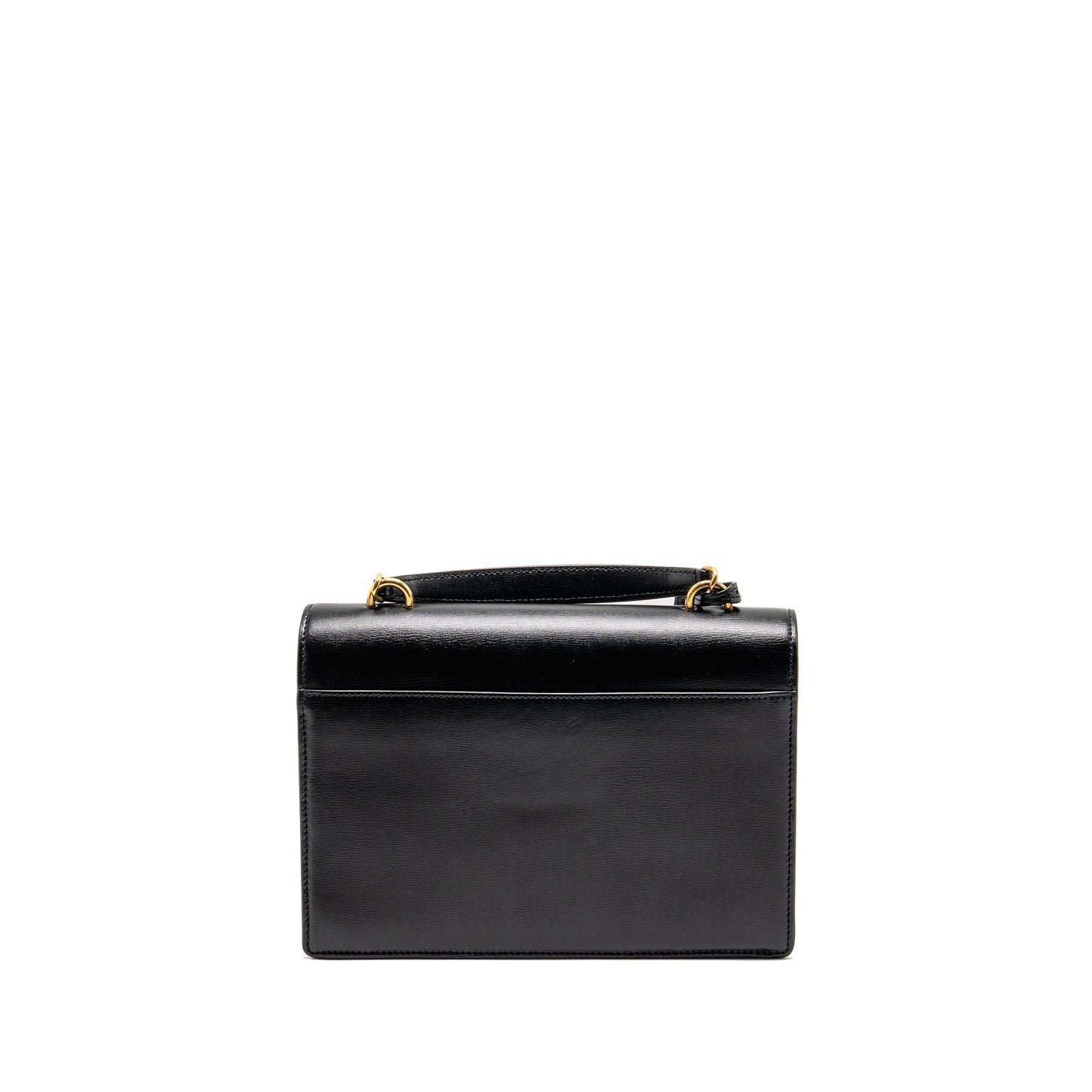 YSL Saint Laurent Top Handle Sunset Purse Calfskin Travel Bag Black Medium