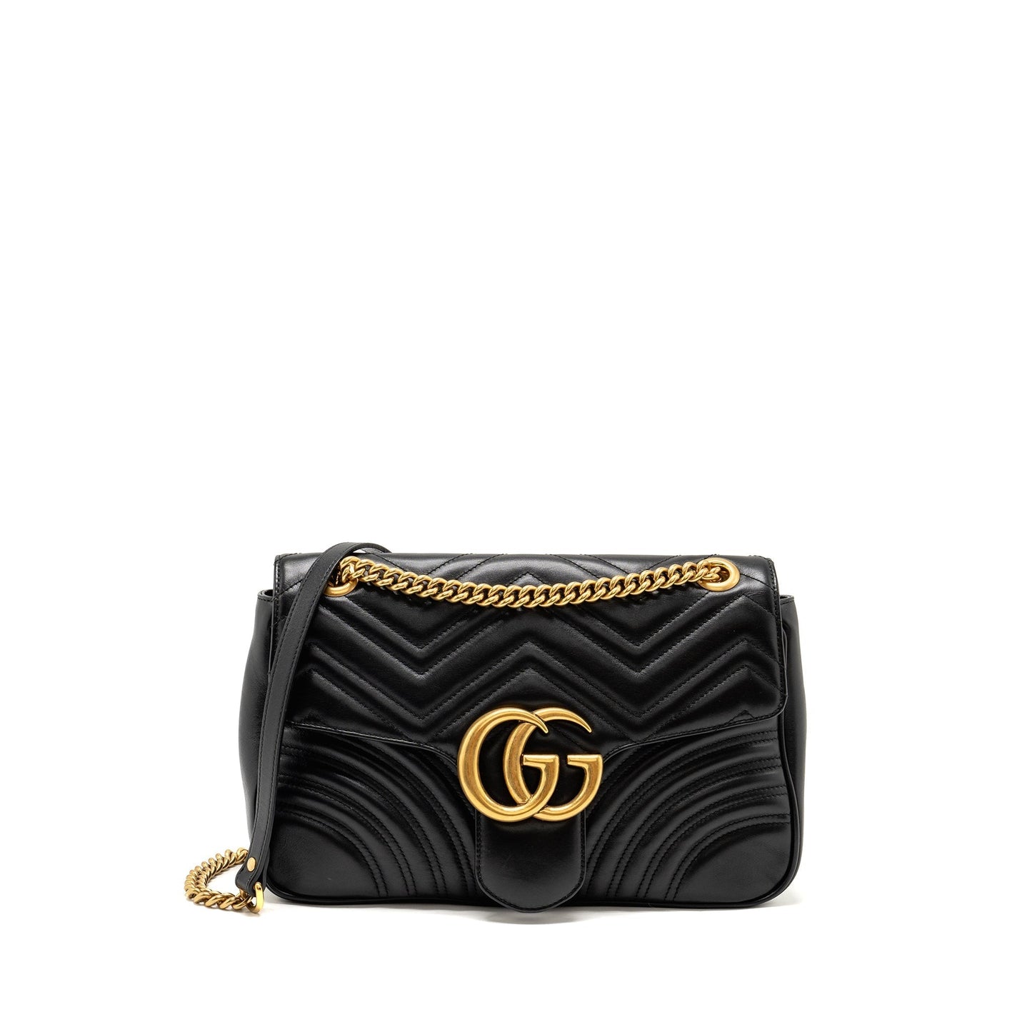 Gucci Marmont Shoulder Bag Calfskin Black Medium