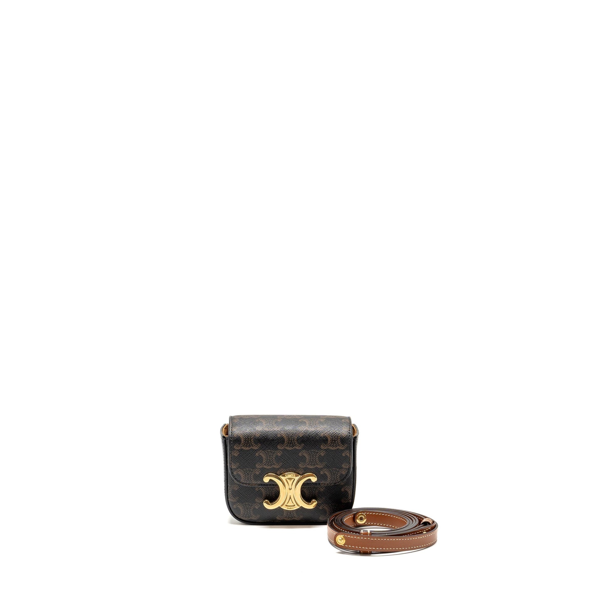 Luxury Claud Bag Triomphe Calfskin Ghw Canvas Tan Travel Bag