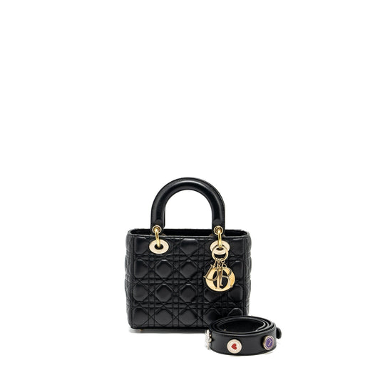 Dior My Lady Lambskin Handbag Black Small Travel Bag Black Handbag