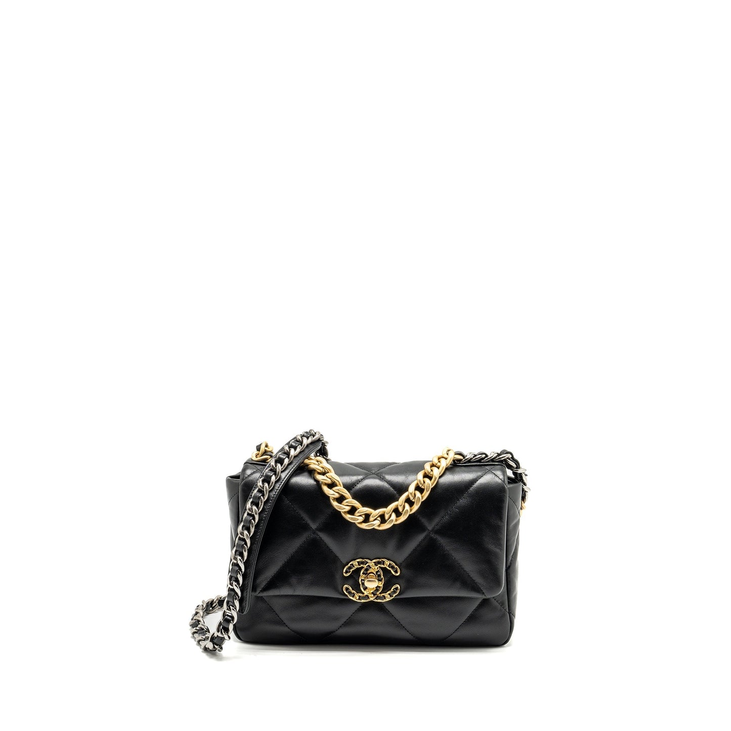 Chanel 19 Goatskin hardware Multicolor Multicolour Black Small Handbag