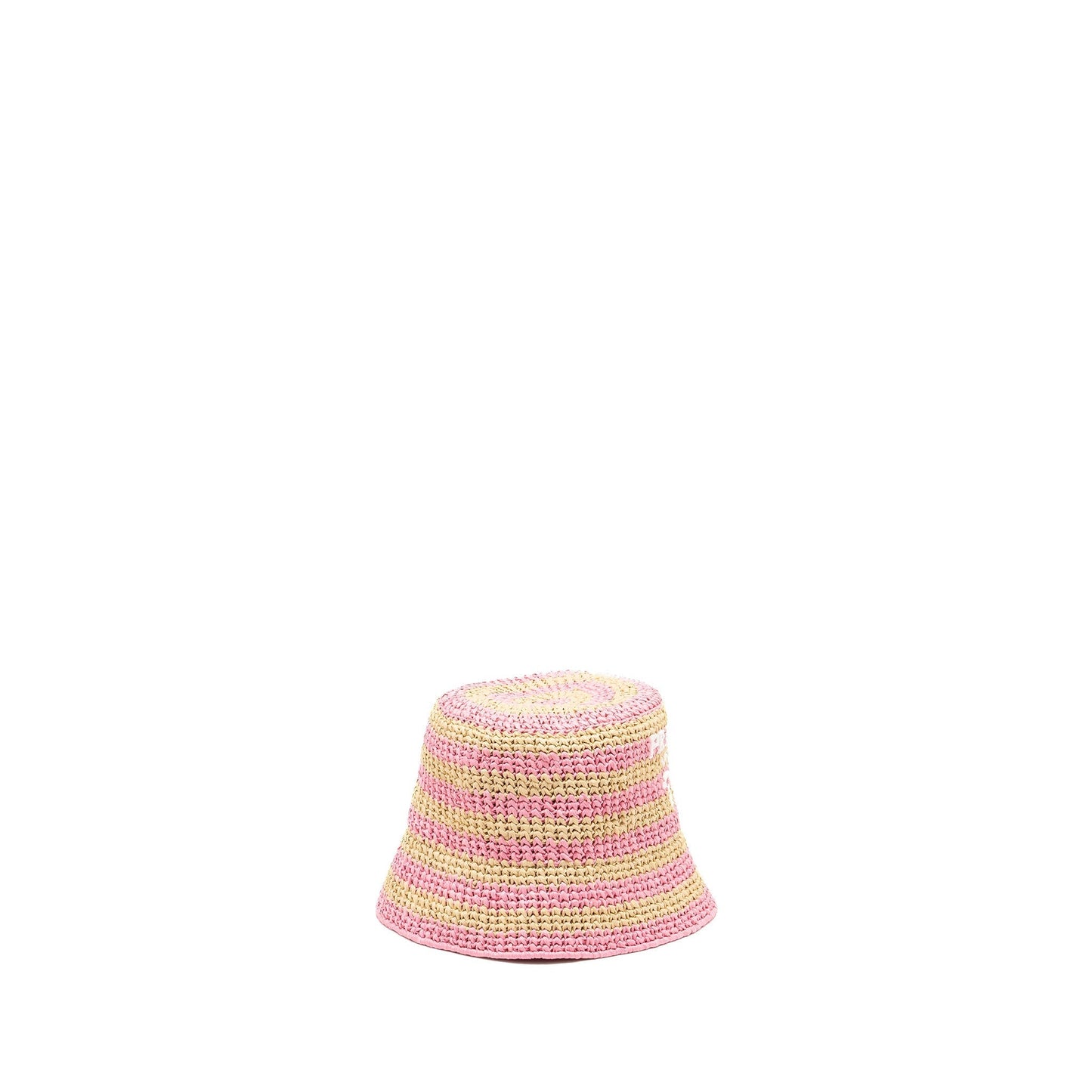 Prada Size M Bucket Hat Handbag Raffia Pink Bucket Bag