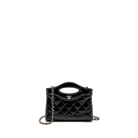 Chanel 31 Shiny Calfskin LGHW Microchip Black Clutch Bag Microchip 1