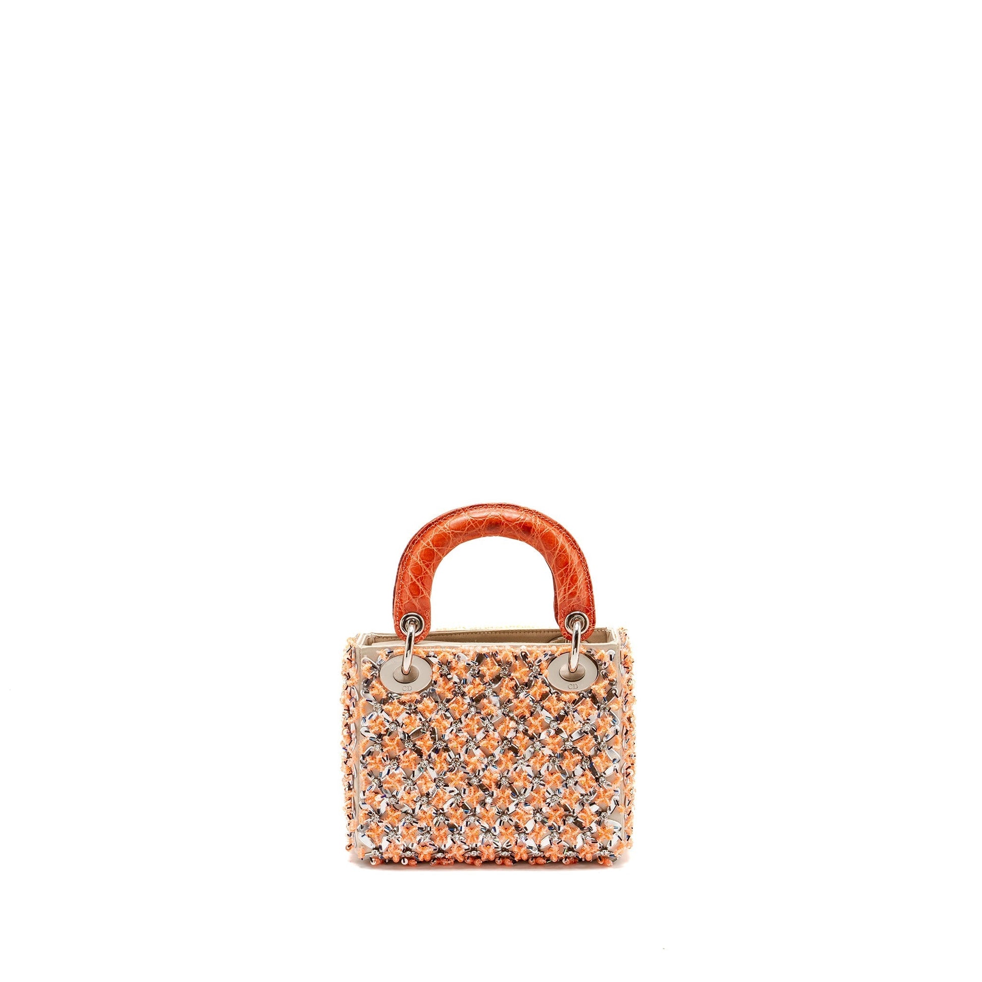 Dior Lady Limited Edition Velvet Alligator Sequin Light Pink Mini Travel Bag