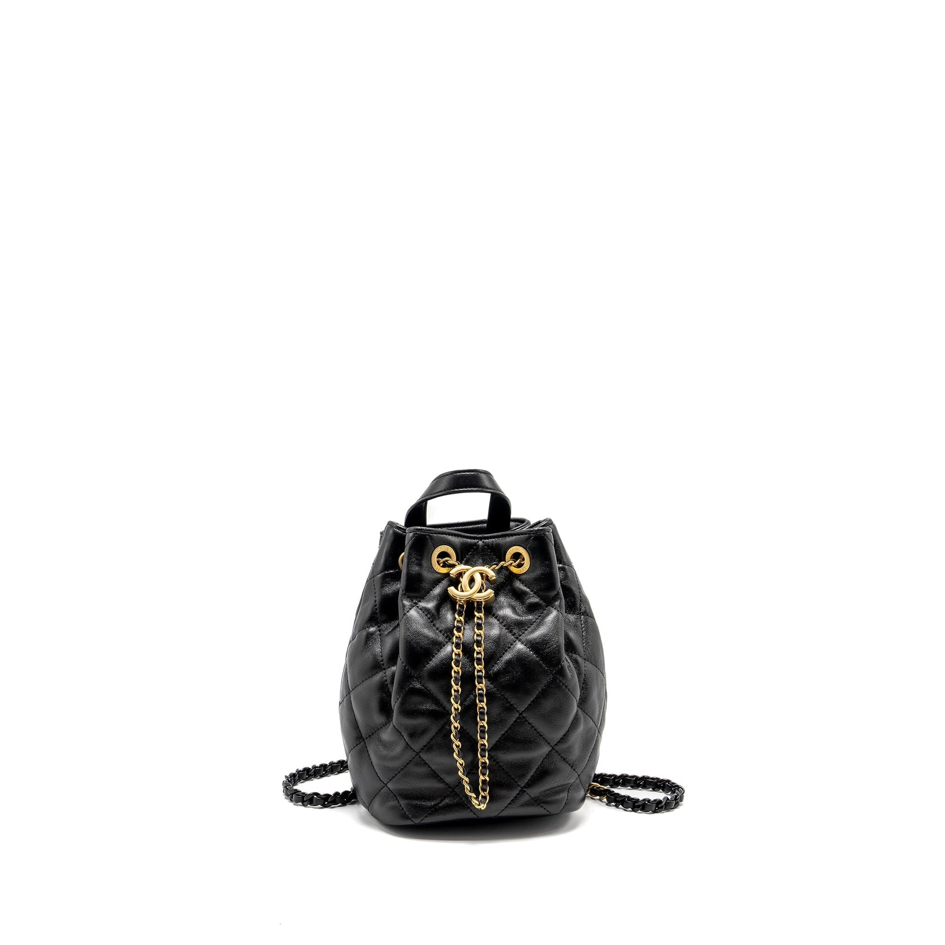 Chanel 22S Candy Chains Bucket Backpack Lambskin Black Bucket Bag