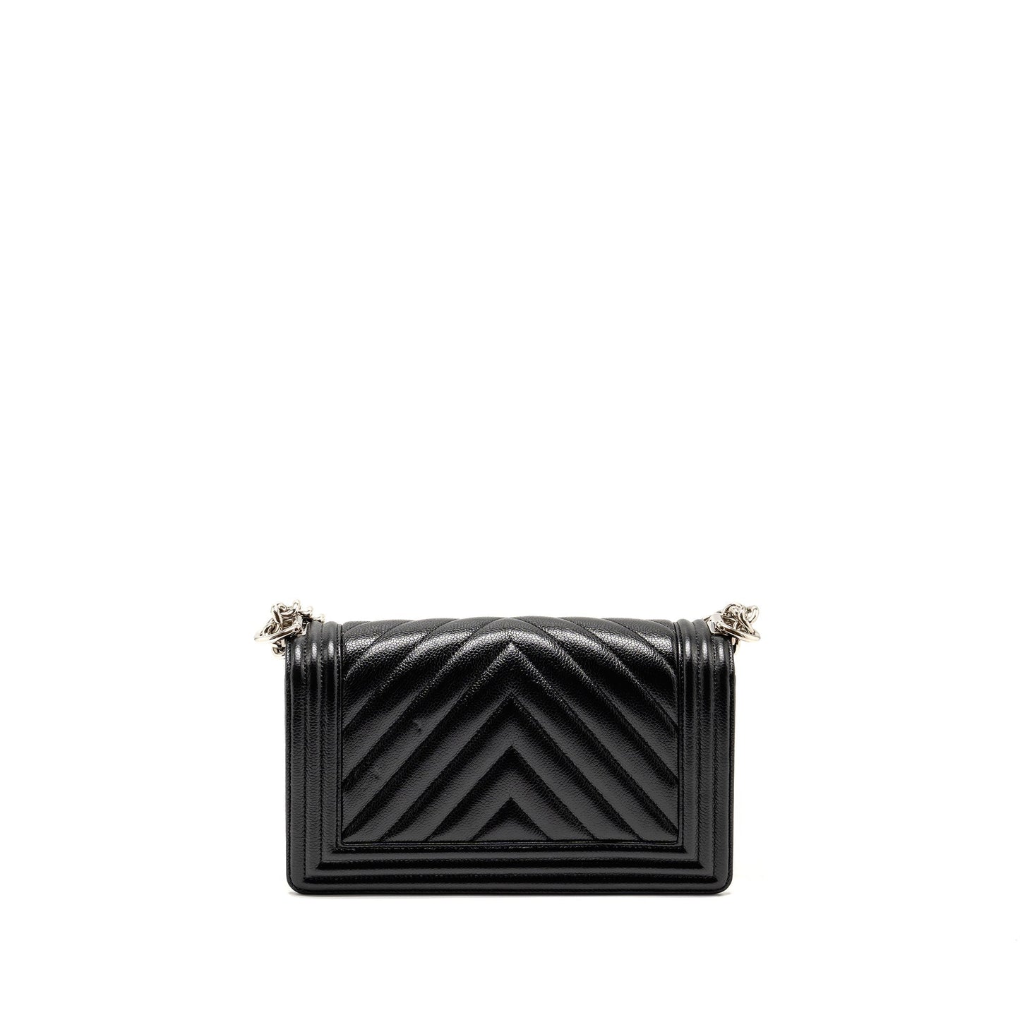 Chanel Chevron Boy caviar SHW Black Handbag