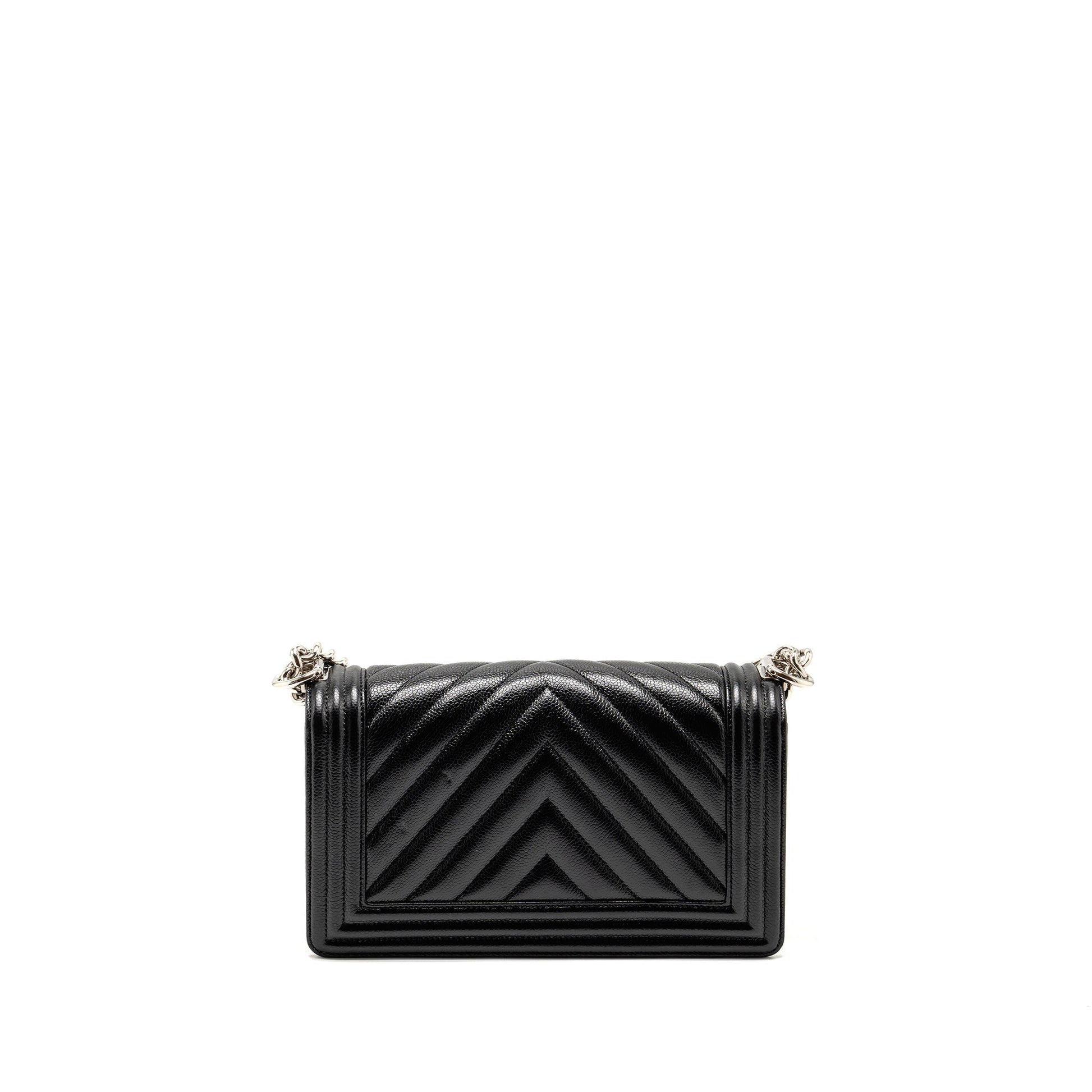Chanel Chevron Boy caviar SHW Black Handbag
