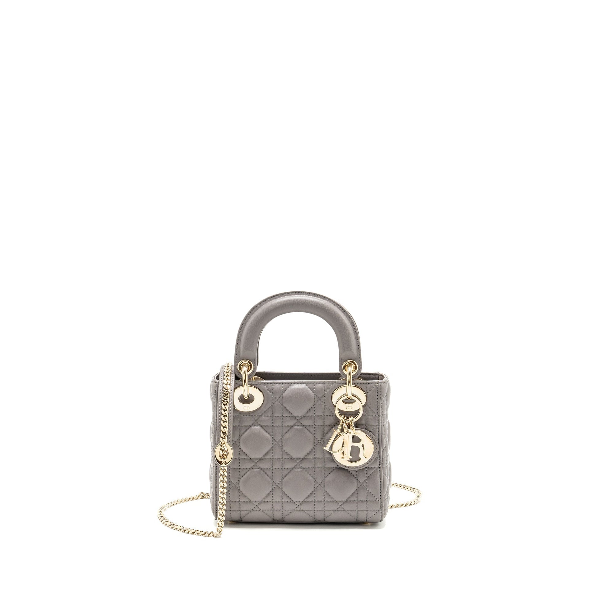 Dior Lady Lambskin Grey Handbag Mini Travel Bag