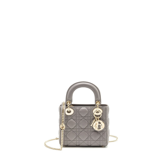 Dior Lady Lambskin Grey Handbag Mini Travel Bag