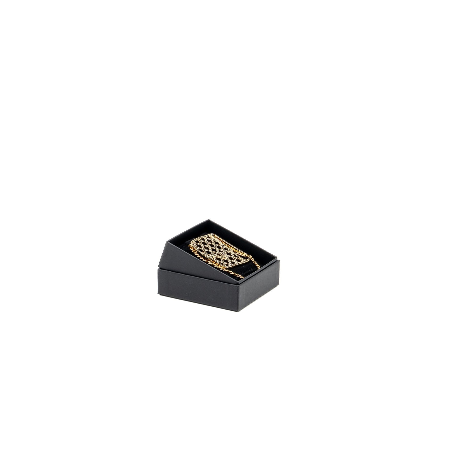 Chanel flap brooch crystal tone Black Gold Shoulder Bag