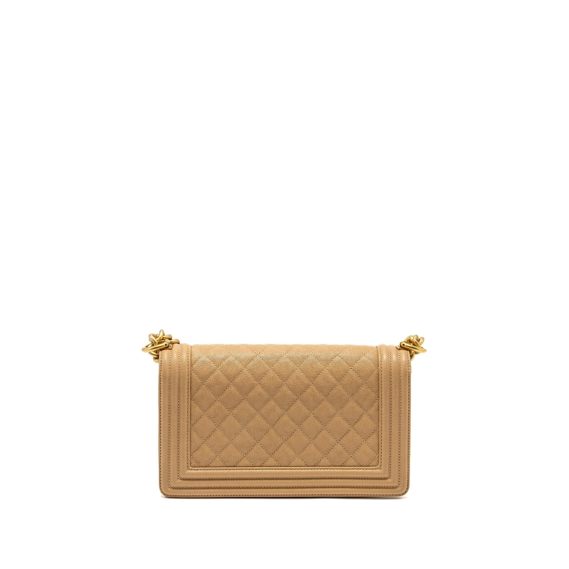 Chanel Boy Caviar GHW Beige Handbag