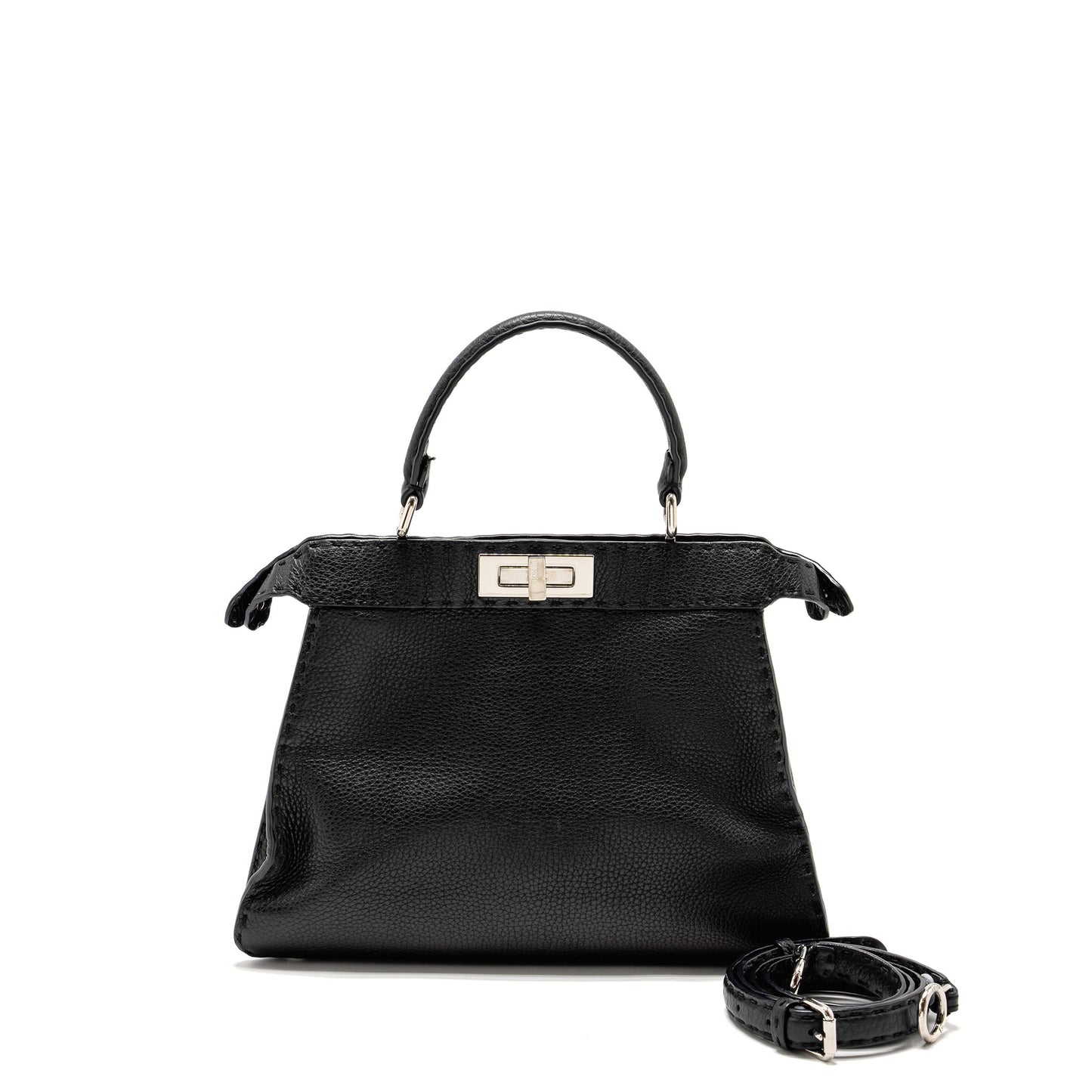 Fendi Peekaboo Purse Calfskin Black Medium Travel Bag