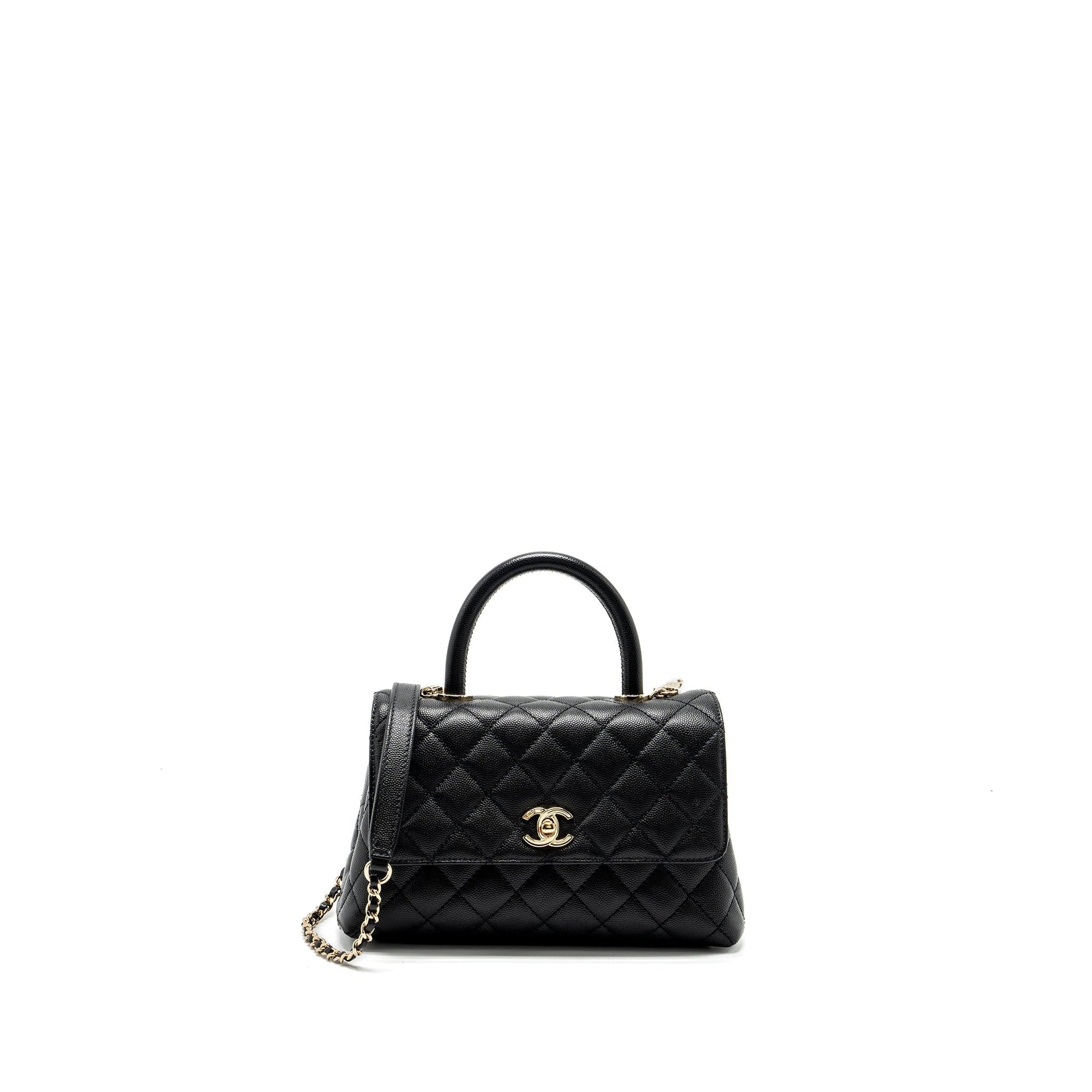 Chanel Coco Handle Caviar LGHW Microchip Black Small Handbag Microchip 14