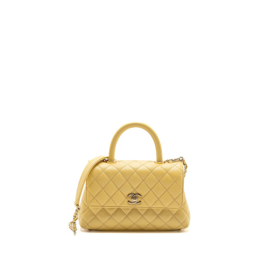 Chanel coco handle caviar 22P light yellow Small Handbag