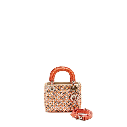 Dior Lady Limited Edition Velvet Alligator Sequin Light Pink Mini Travel Bag