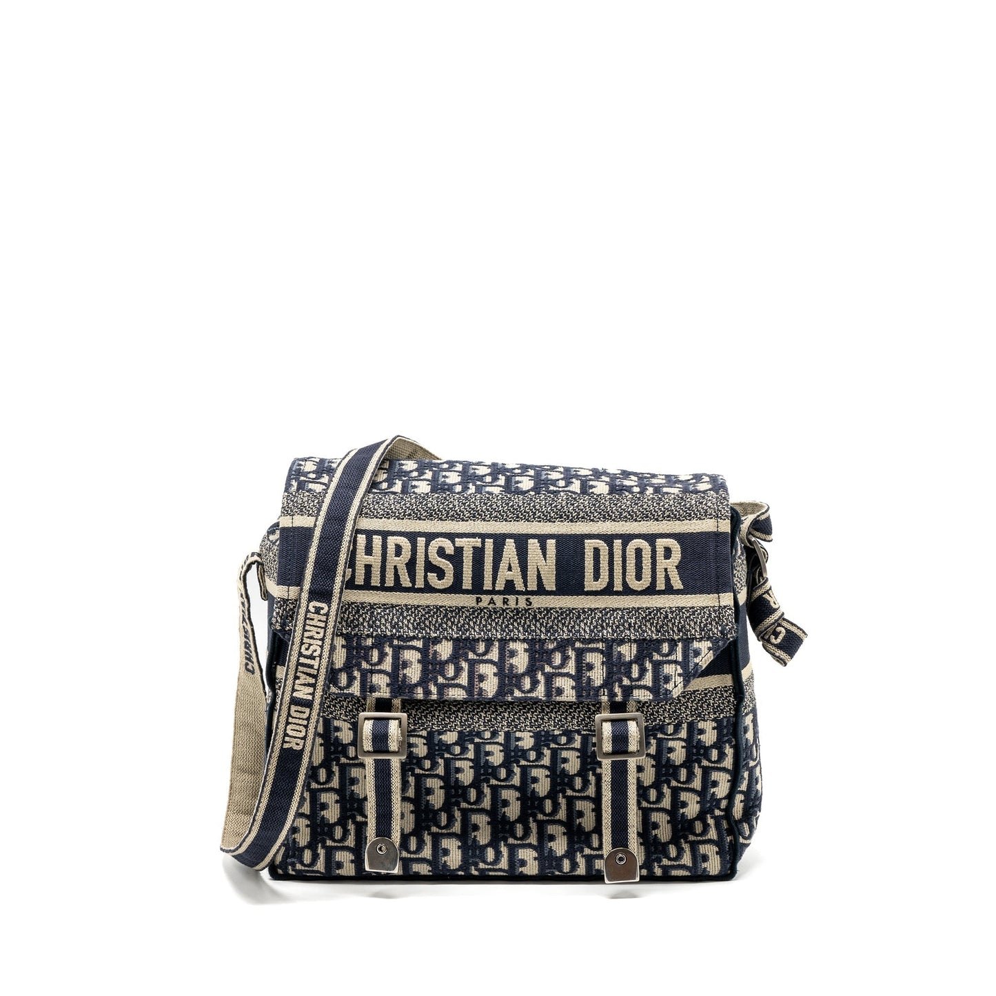 Dior camp Messenger Purse Oblique Embroidery Handbag Blue Travel Bag
