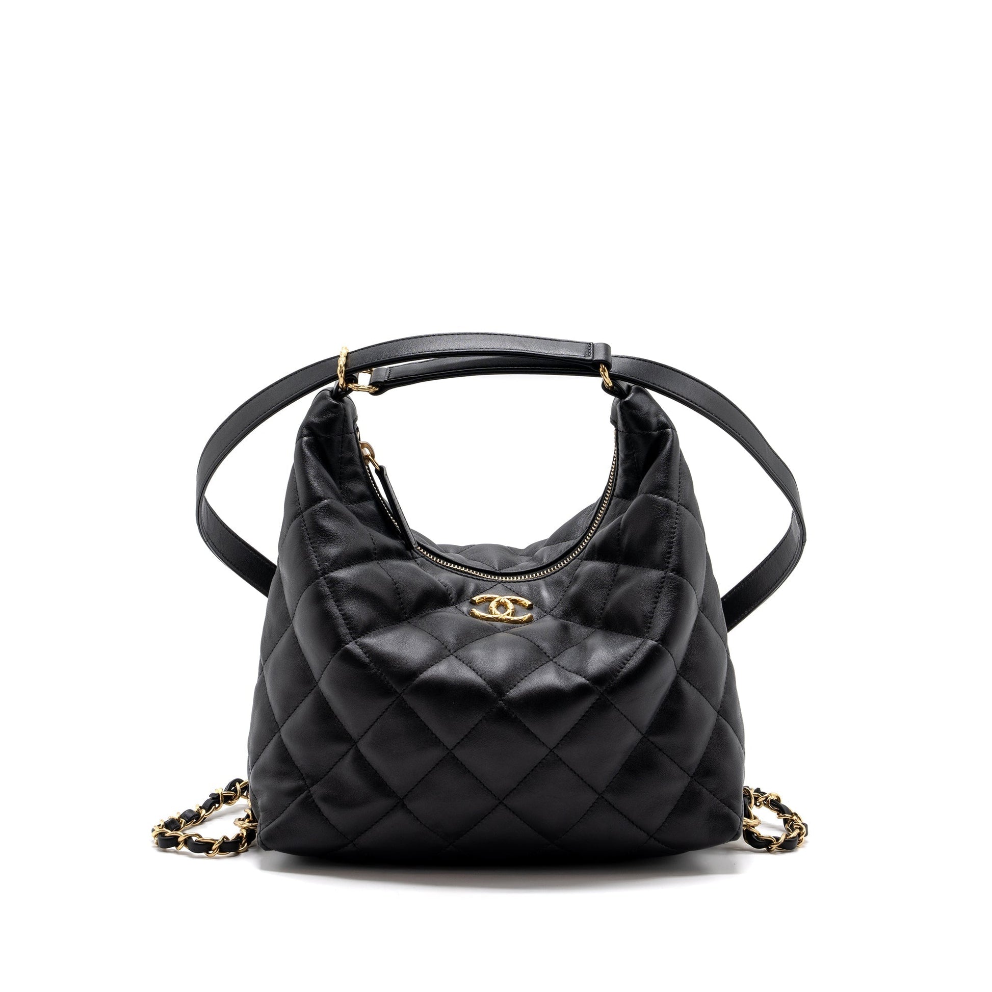 Chanel 22B hobo lambskin GHW microchip Black Shoulder Bag Microchip 1