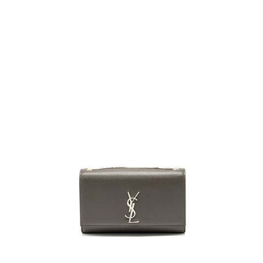 YSL Saint Laurent Kate Purse Grained Calfskin Grey Travel Bag Medium