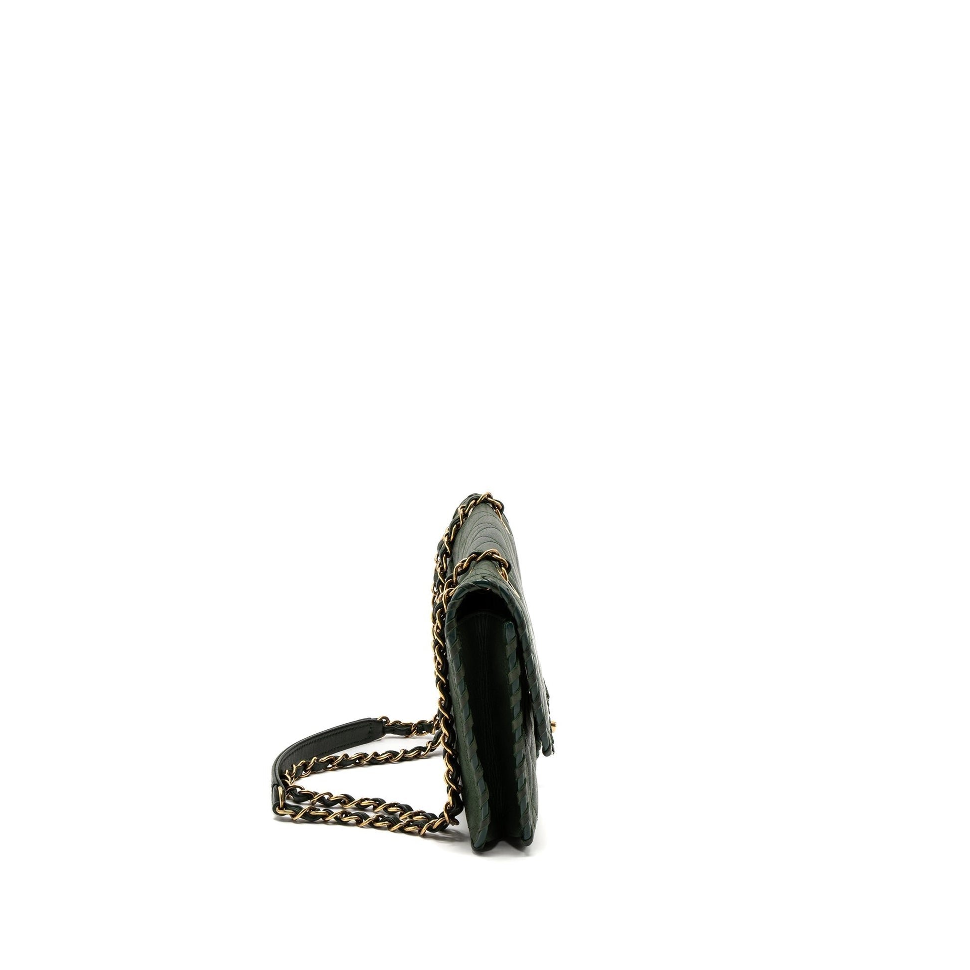 Chanel quilted flap calfskin ruthenium GHW Green Shoulder Bag