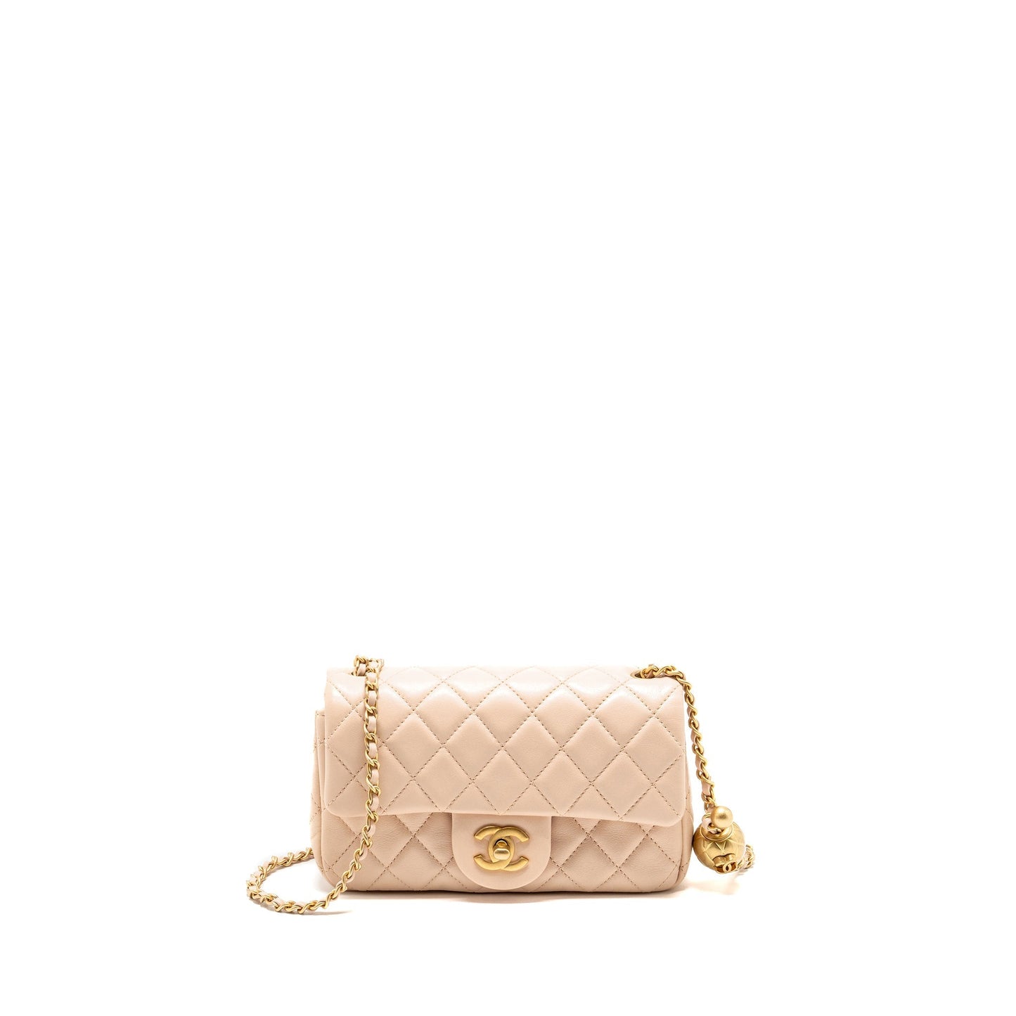 Chanel Pearl Crush Rectangular flap Lambskin light Pink Shoulder Bag