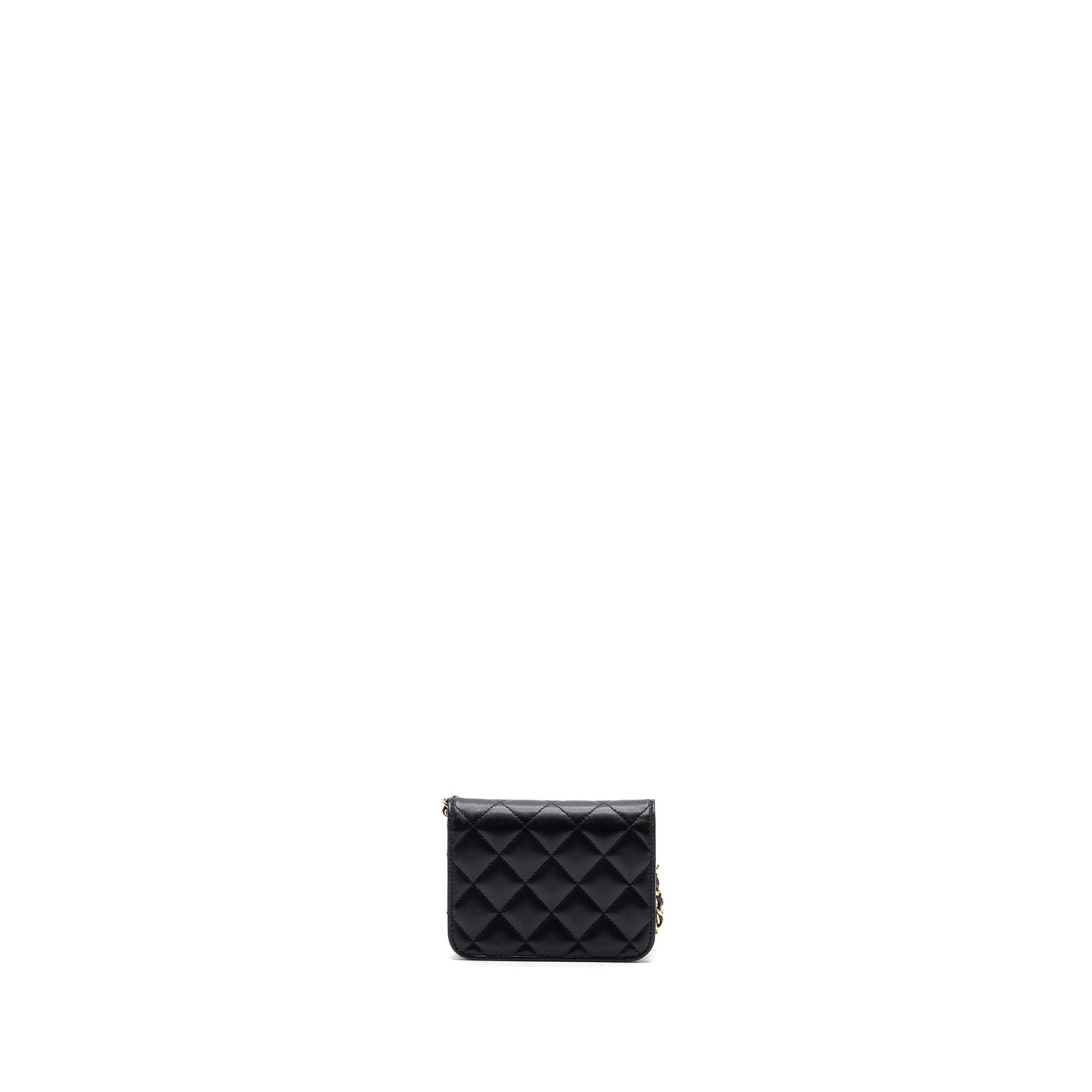 Chanel flap card holder ribbon lambskin LGHW Black Wallet Case Black Lghw