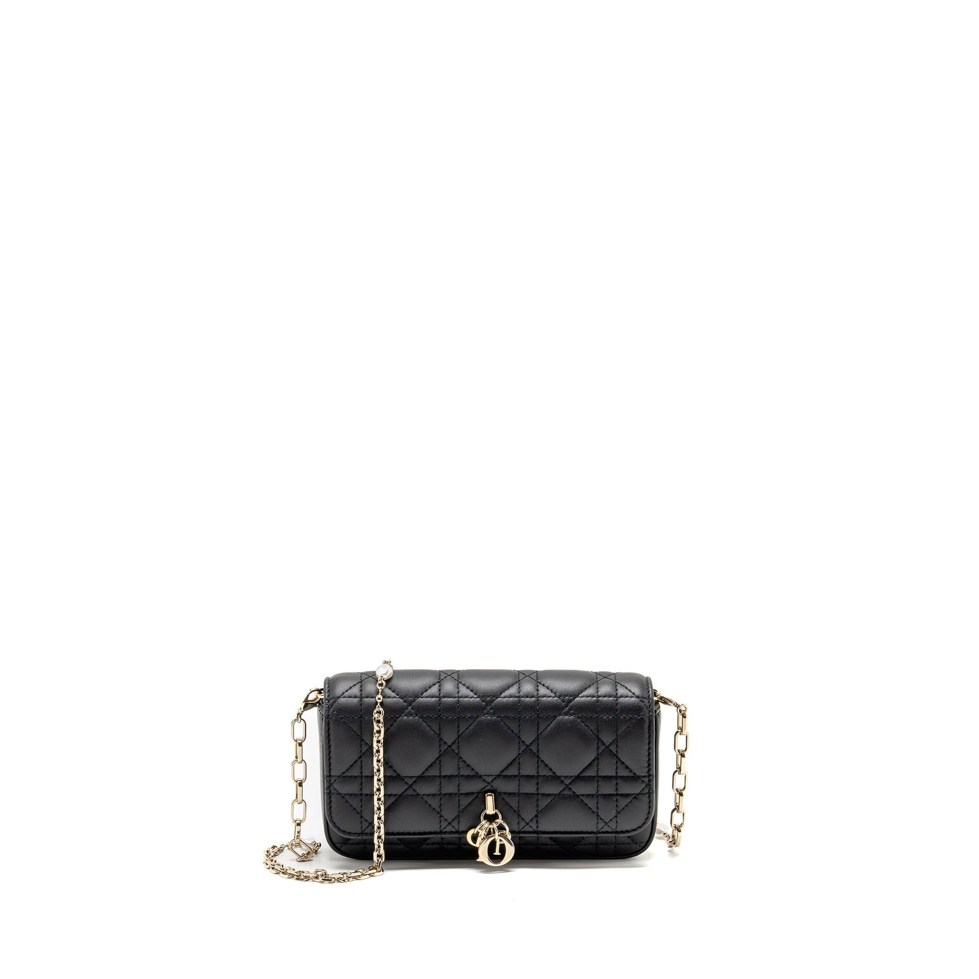 Dior My Talk Phone Pouch Lambskin Handbag Black Travel Bag