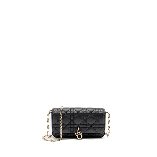 Dior My Talk Phone Pouch Lambskin Handbag Black Travel Bag