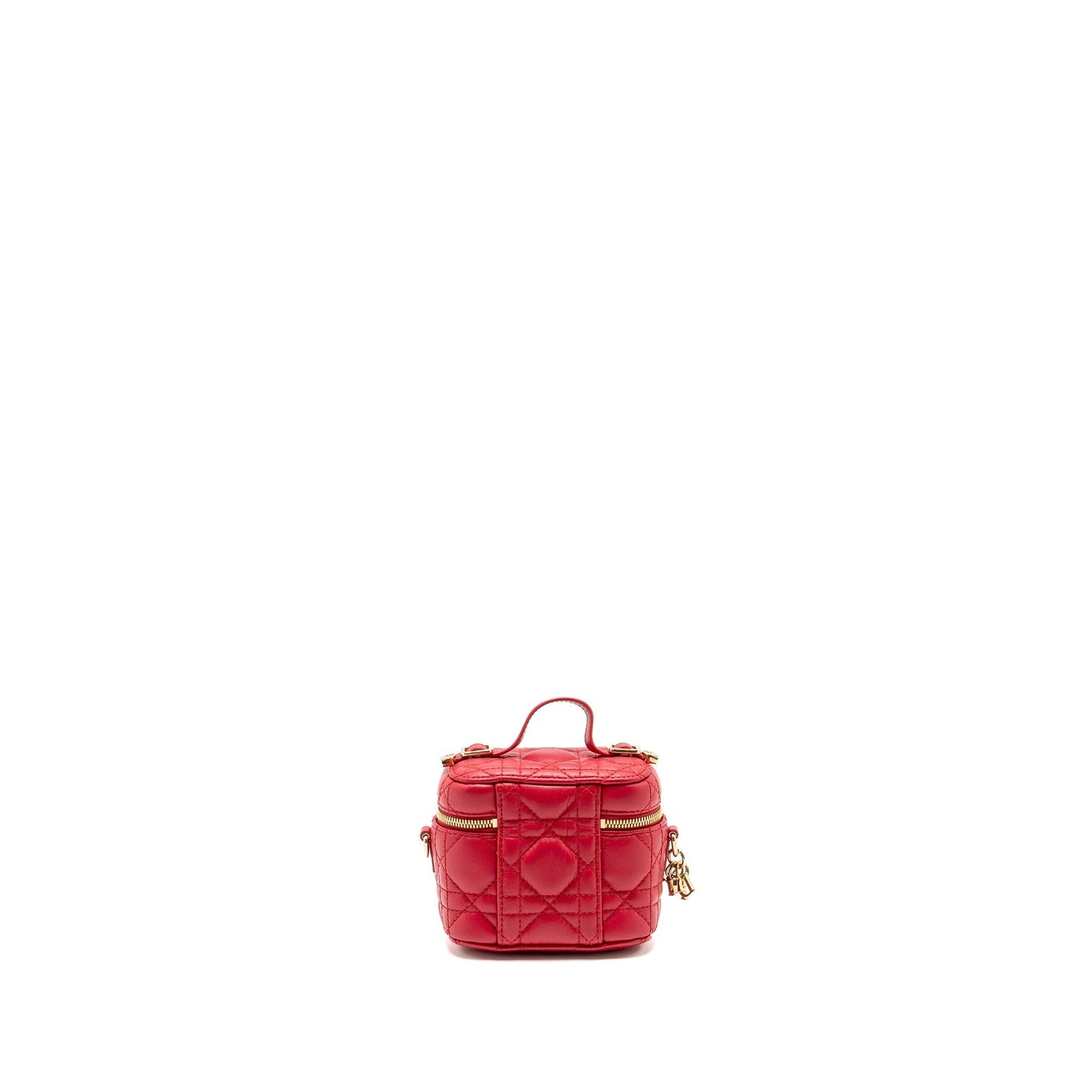 Dior Micro Lady Vanity Case Lambskin Handbag Red Travel Bag