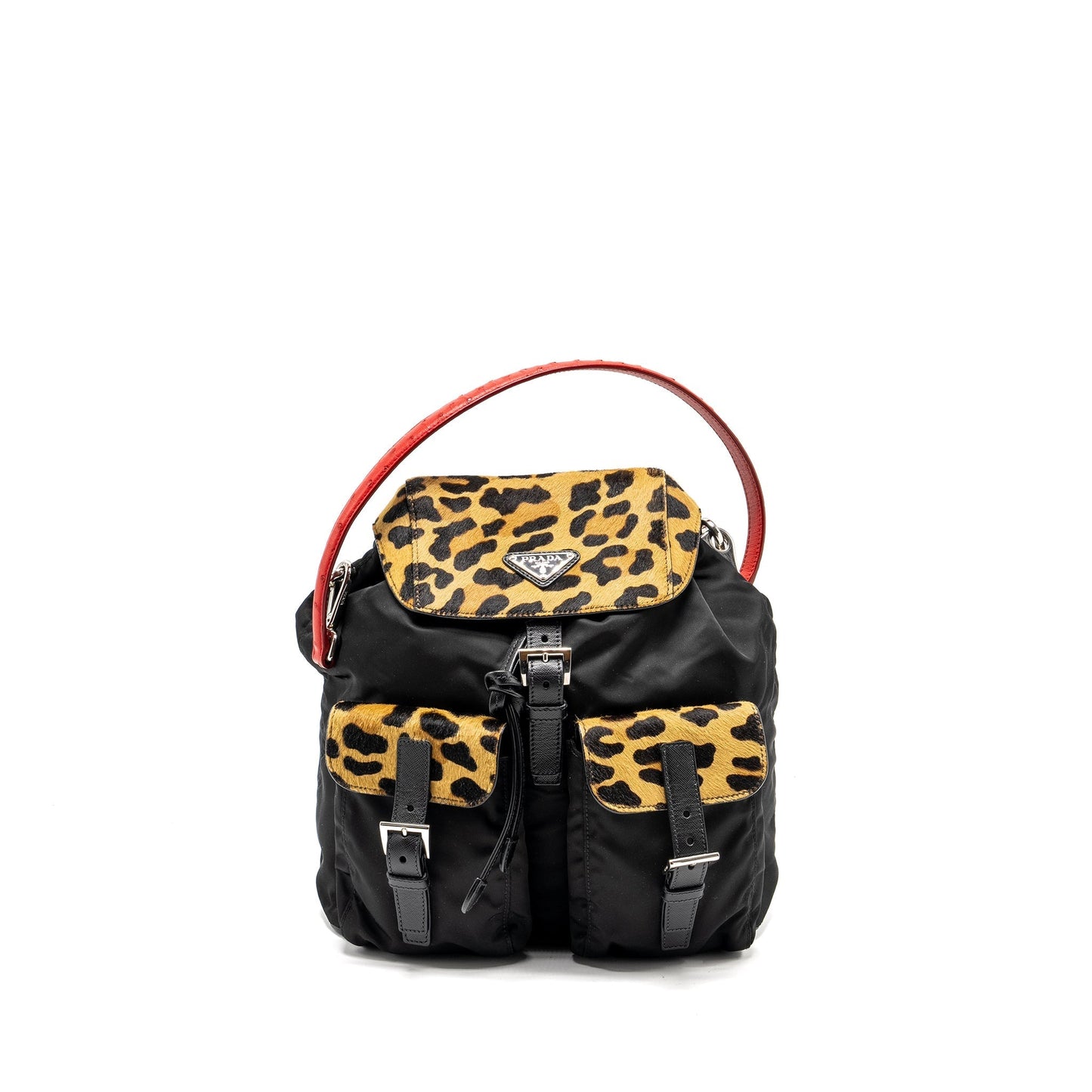 Prada Purse With Ostrich Handle Multicolour Handbag Nylon Black Travel Bag
