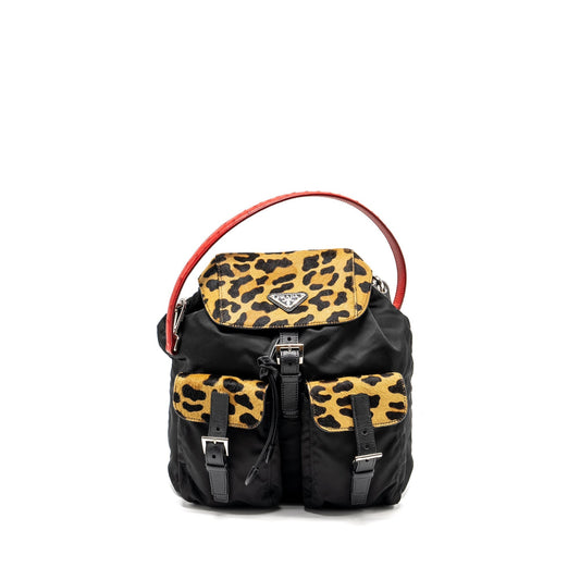 Prada Purse With Ostrich Handle Multicolour Handbag Nylon Black Travel Bag