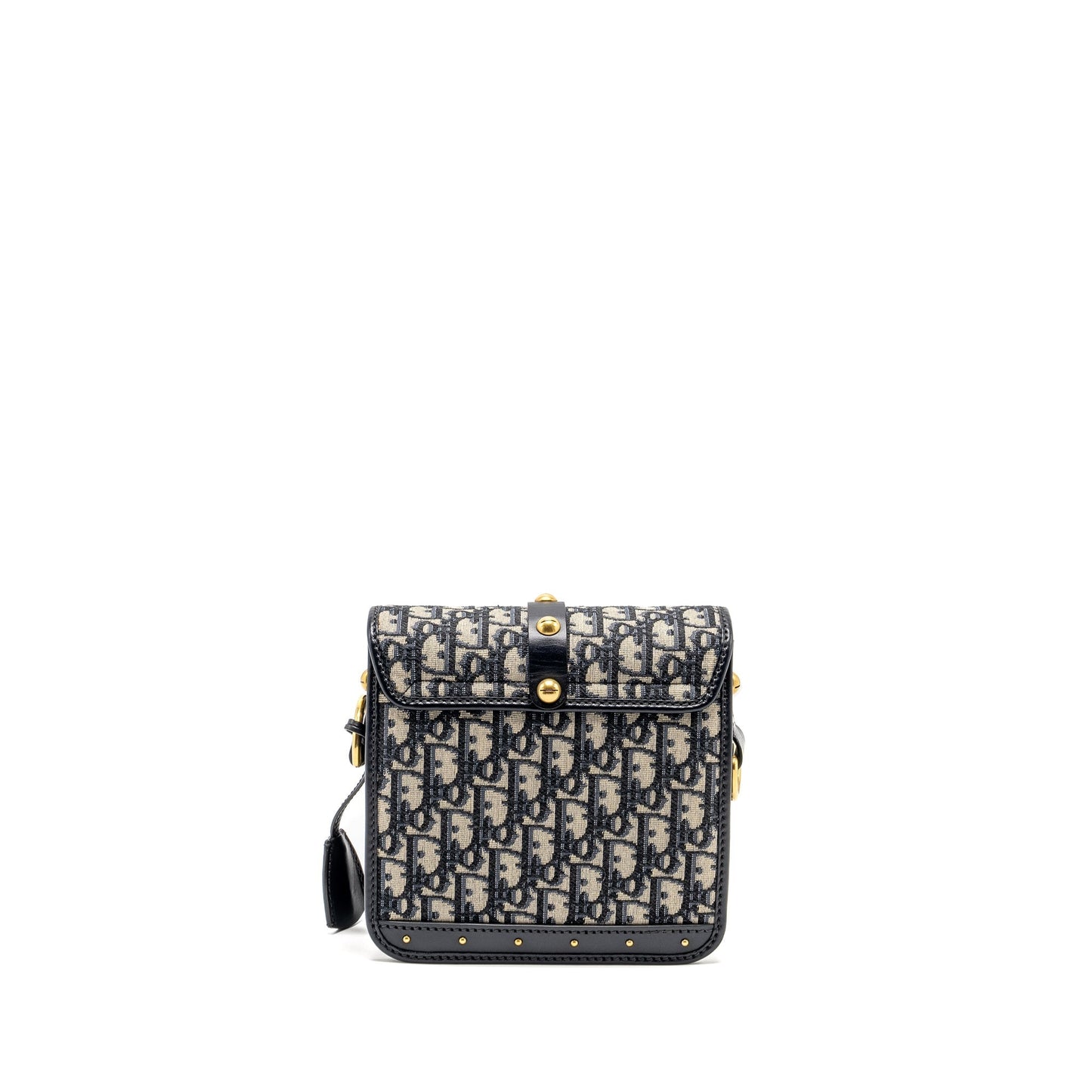Dior Addict Vertical Messenger Purse Oblique Handbag Canvas Blue Travel Bag