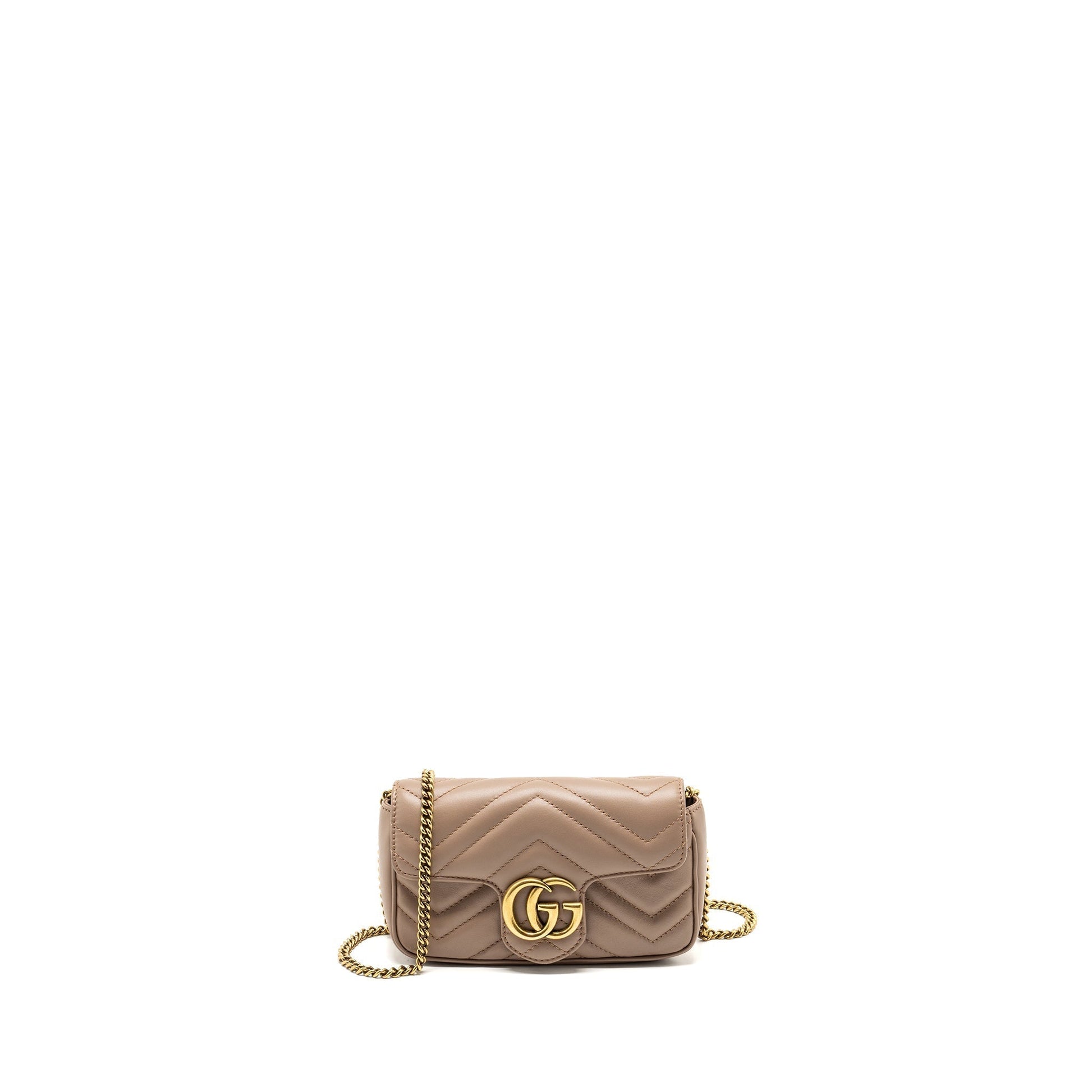 Gucci Super Marmont Bag Calfskin Beige Mini Travel Bag Ghw 1
