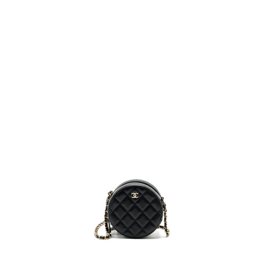 Chanel Round Caviar LGHW Black Clutch Bag
