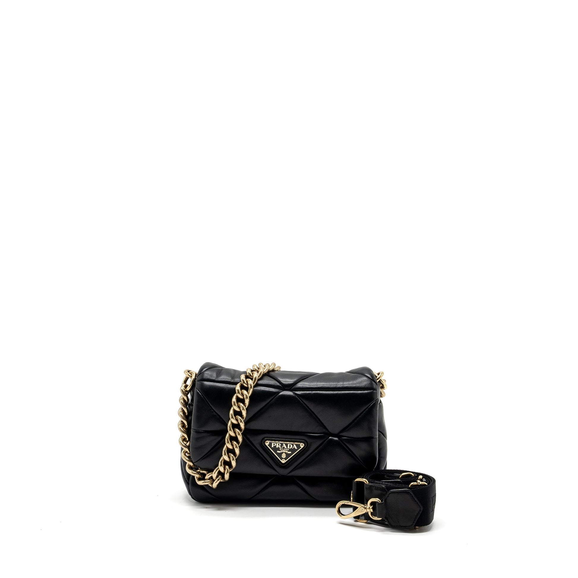 Prada Pattina In Pelle Nappa Patch Handbag Black Travel Bag