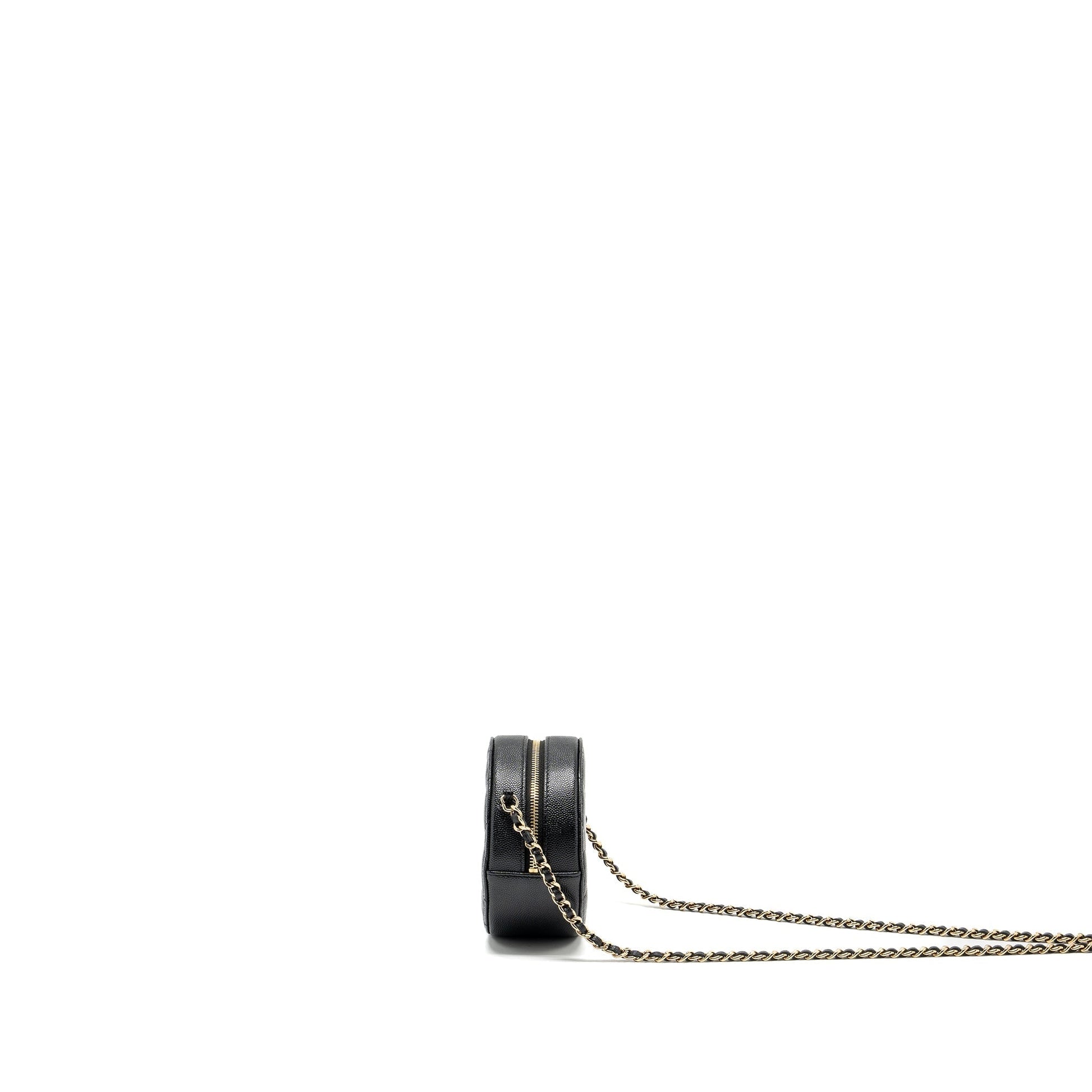 Chanel Round Caviar LGHW Black Clutch Bag
