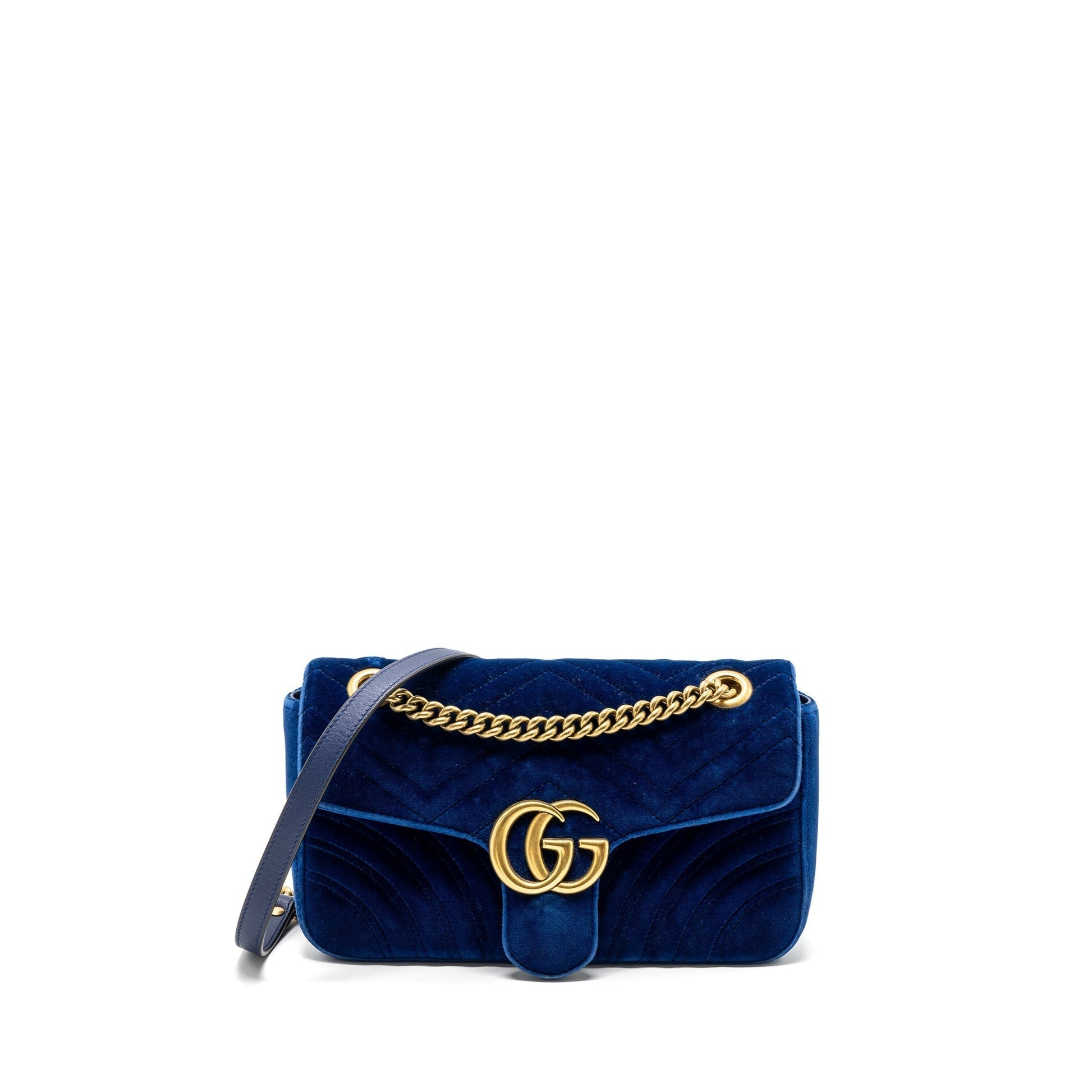 Gucci Marmont Shoulder Bag Velvet Blue
