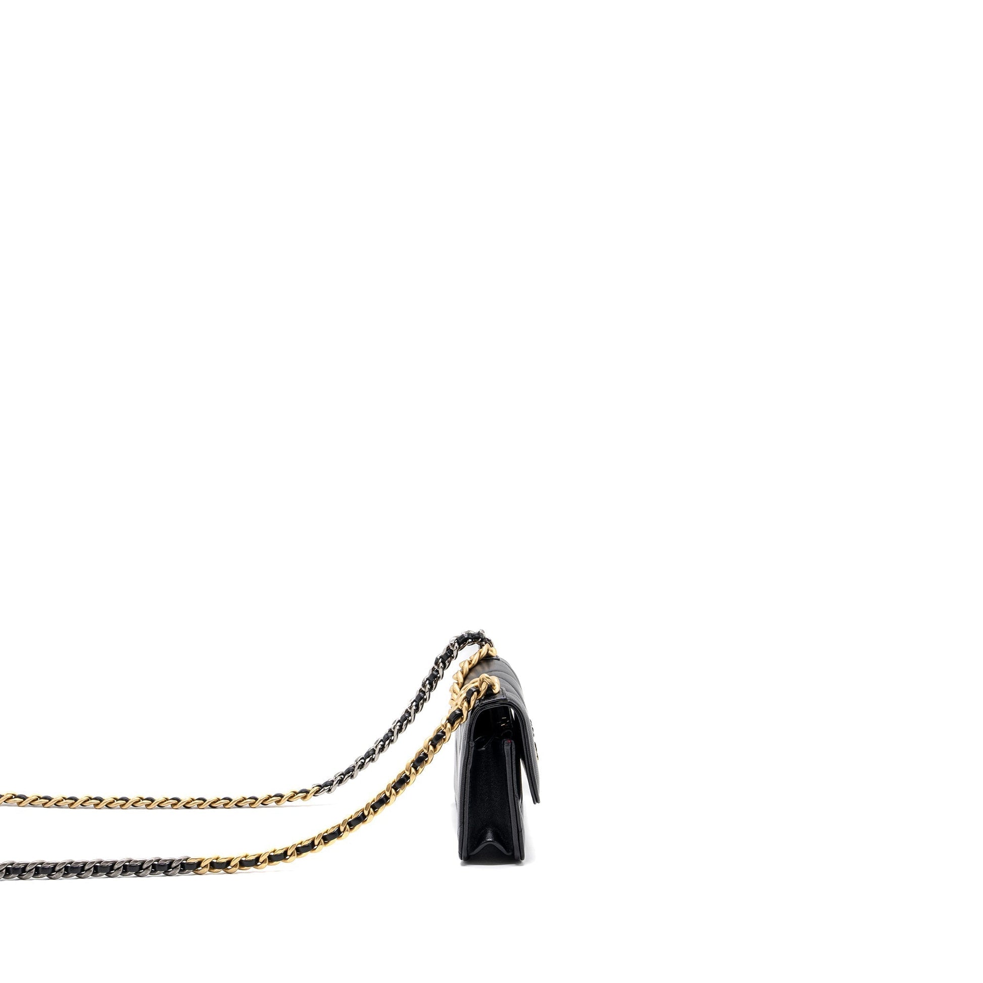 Chanel 19 On Lambskin Hardware microchip Multicolour Black Wallet Case 5
