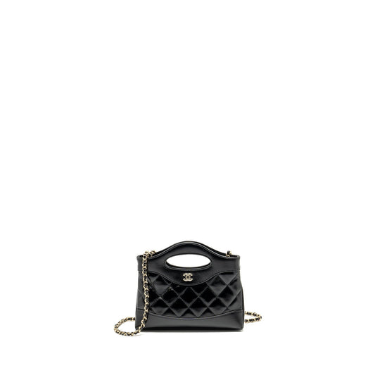 Chanel 31 Shiny Calfskin LGHW Microchip Black Clutch Bag