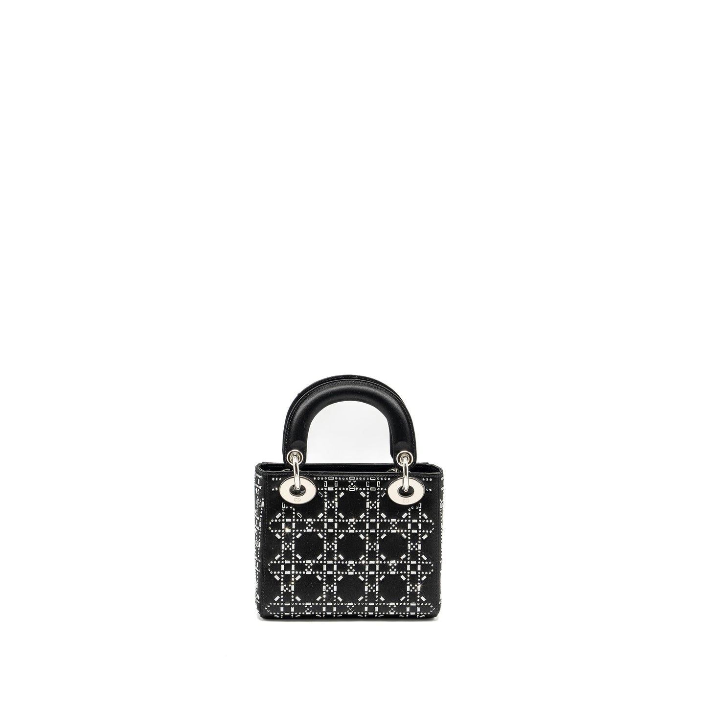 Dior Lady Stain Crystal Handbag Black Mini Travel Bag