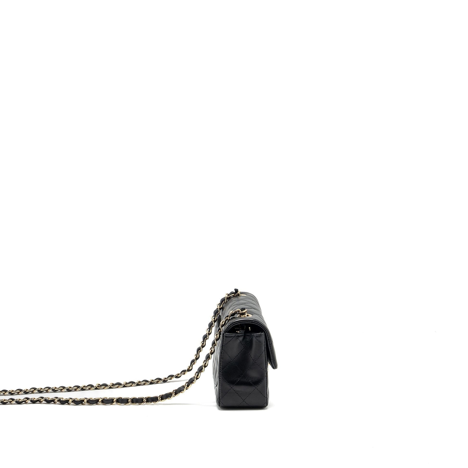 Chanel rectangular flap lambskin LGHW Microchip Black Shoulder Bag Microchip 7