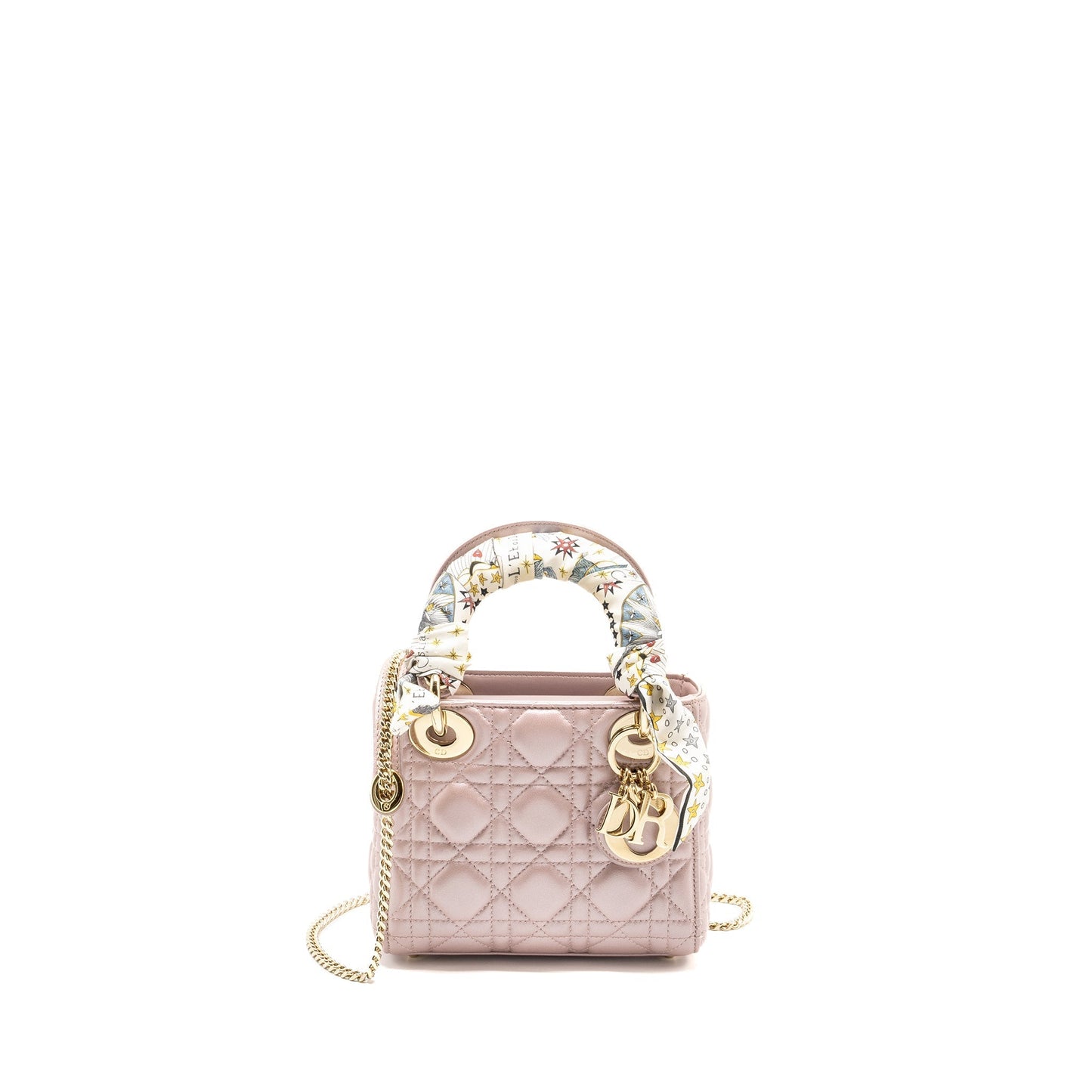 Dior Lady Lambskin Lotus Handbag Pink Mini Travel Bag