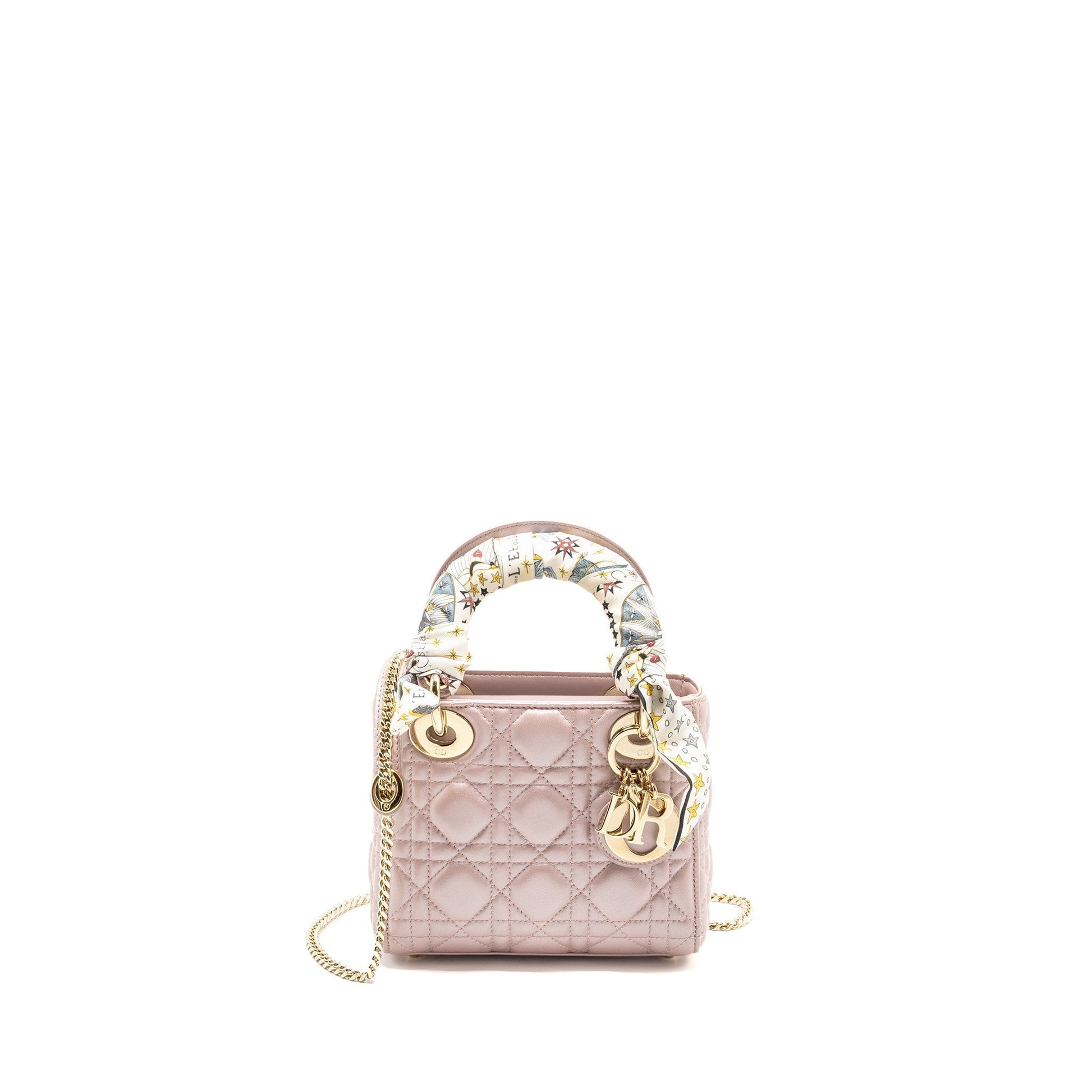 Dior Lady Lambskin Lotus Handbag Pink Mini Travel Bag