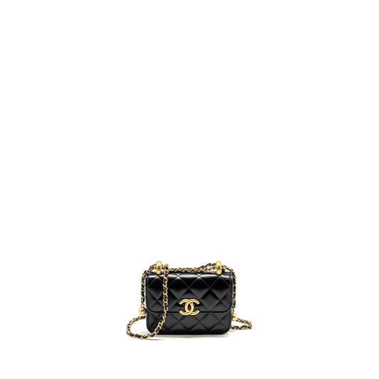 Chanel 21A Crush Flap Adjustable Calfskin GHW Black Gold Clutch Bag