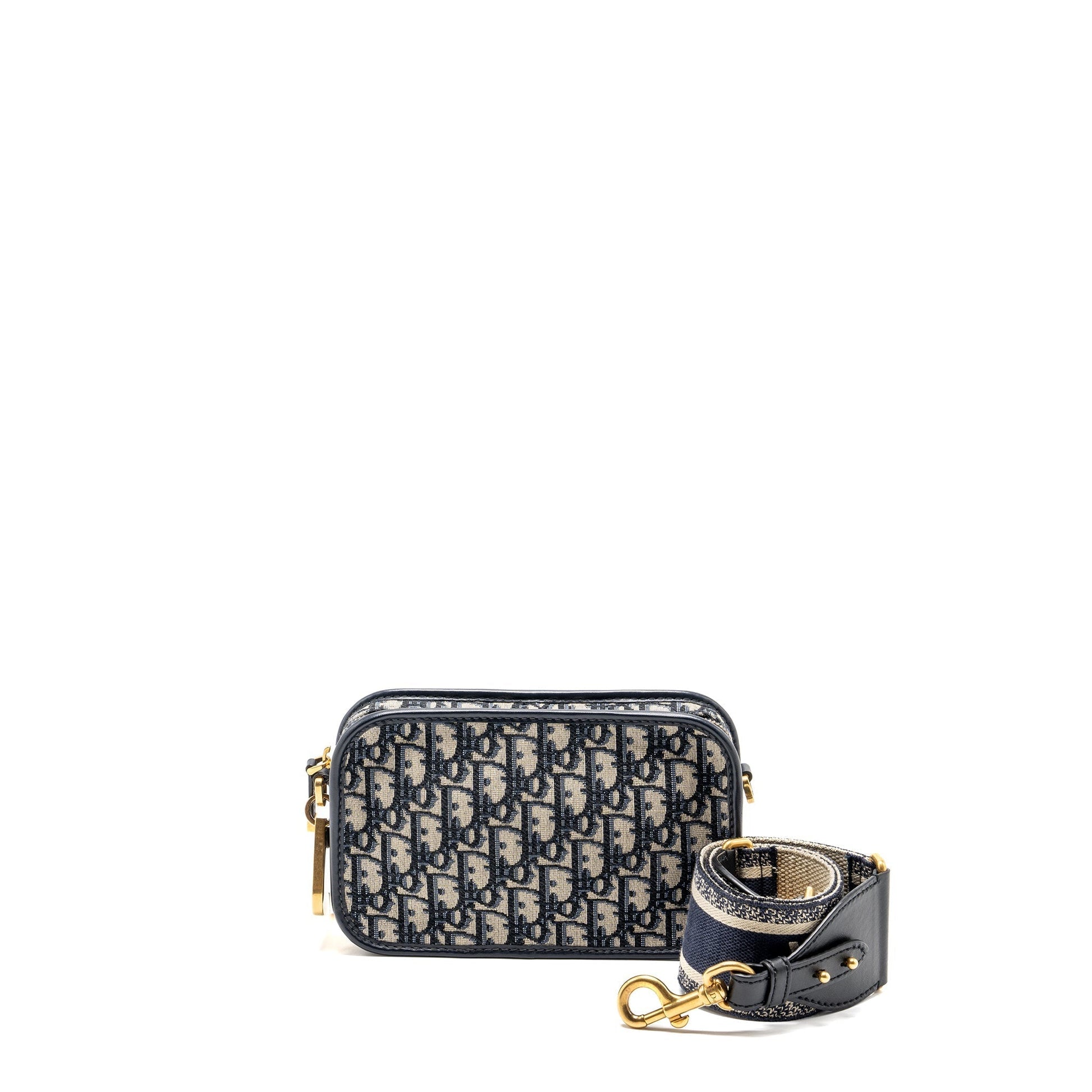 Dior quake Pouch With Shoulder Wide Strap Oblique Canvas Blue Shoulder Bag