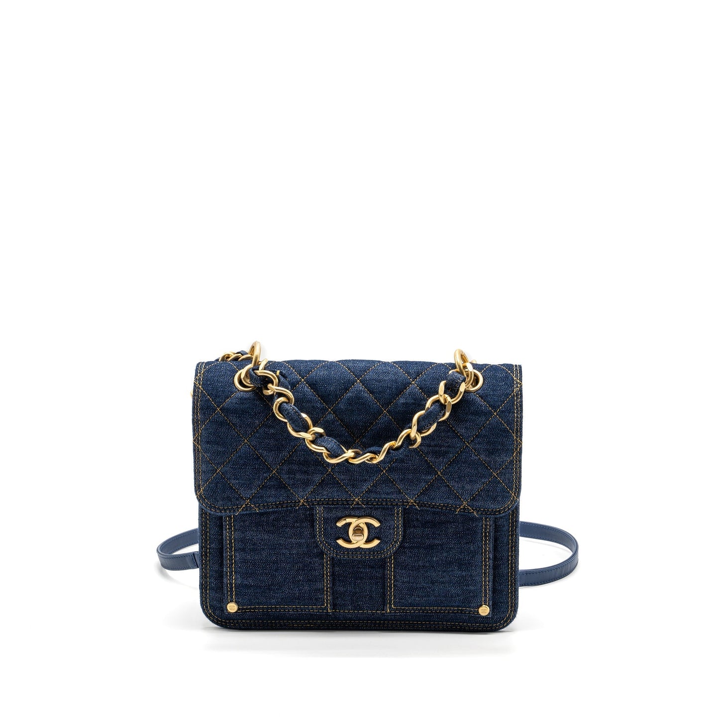 Chanel 23S Flap Backpack Denim Brushed GHW Blue Microchip 1