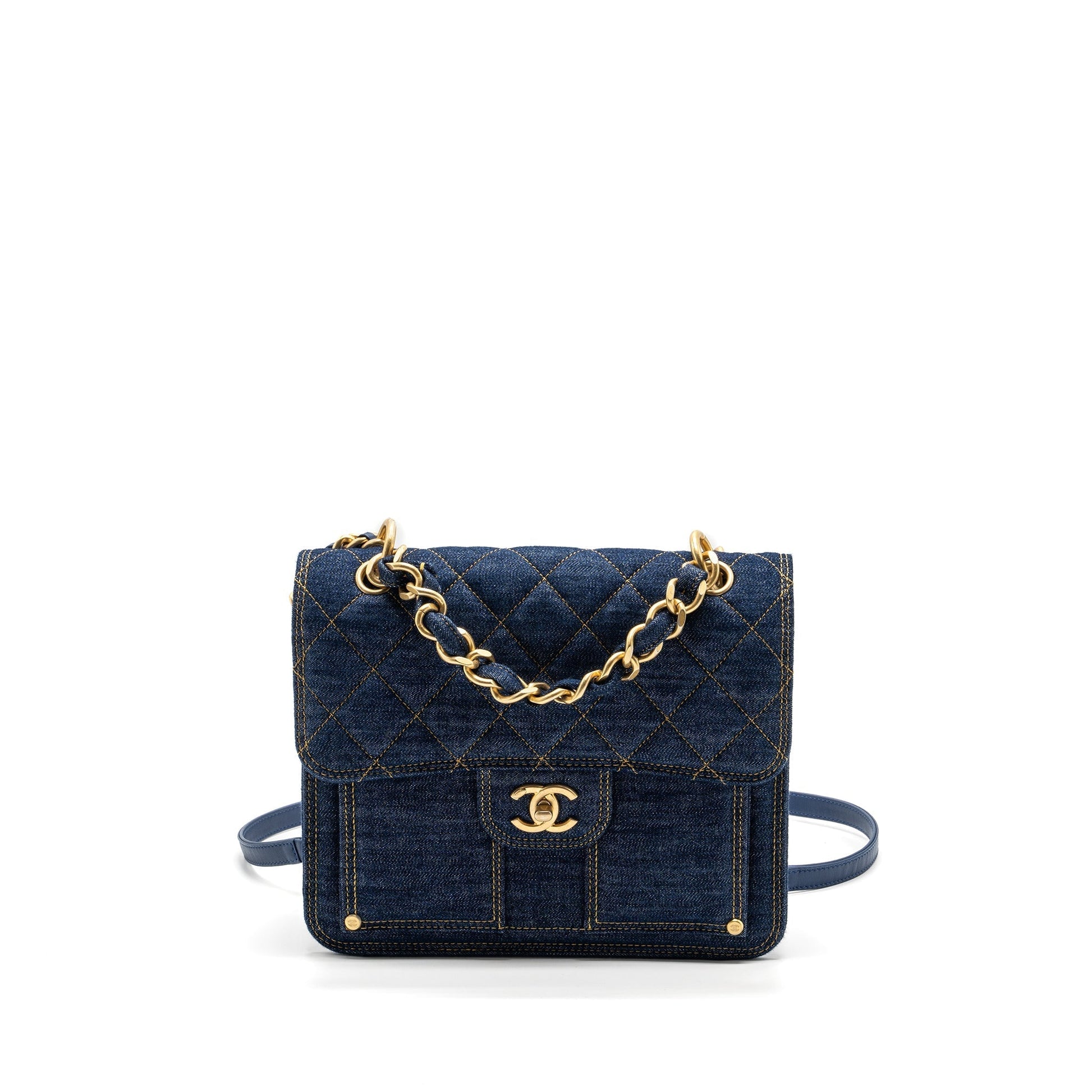 Chanel 23S Flap Backpack Denim Brushed GHW Blue Microchip 1
