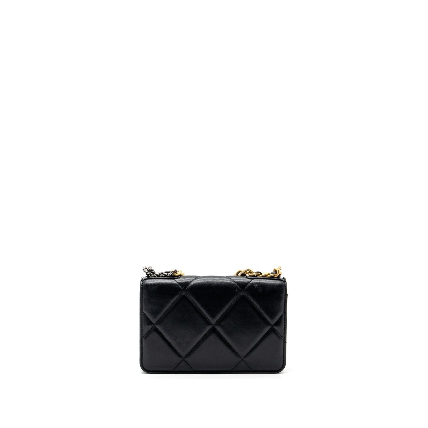 Chanel 19 on lambskin hardware microchip Multicolor Black Wallet Case