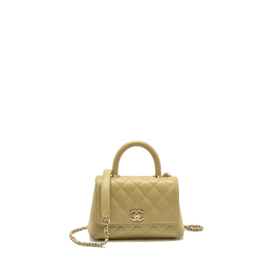 Chanel Coco Handle Caviar Light LGHW microchip Green Mini Bag Green Lghwmicrochip