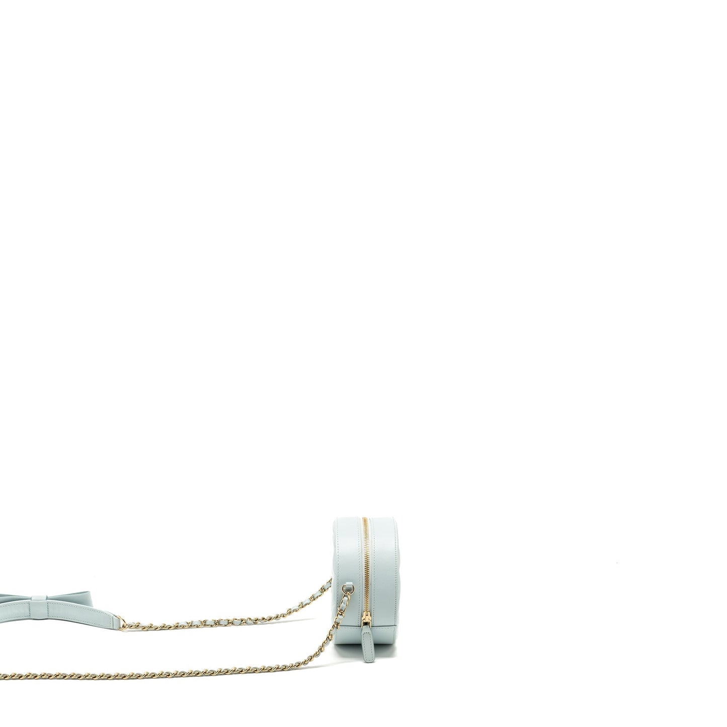 Chanel Round Vanity ribbon on Lambskin Light Blue Mini Bag