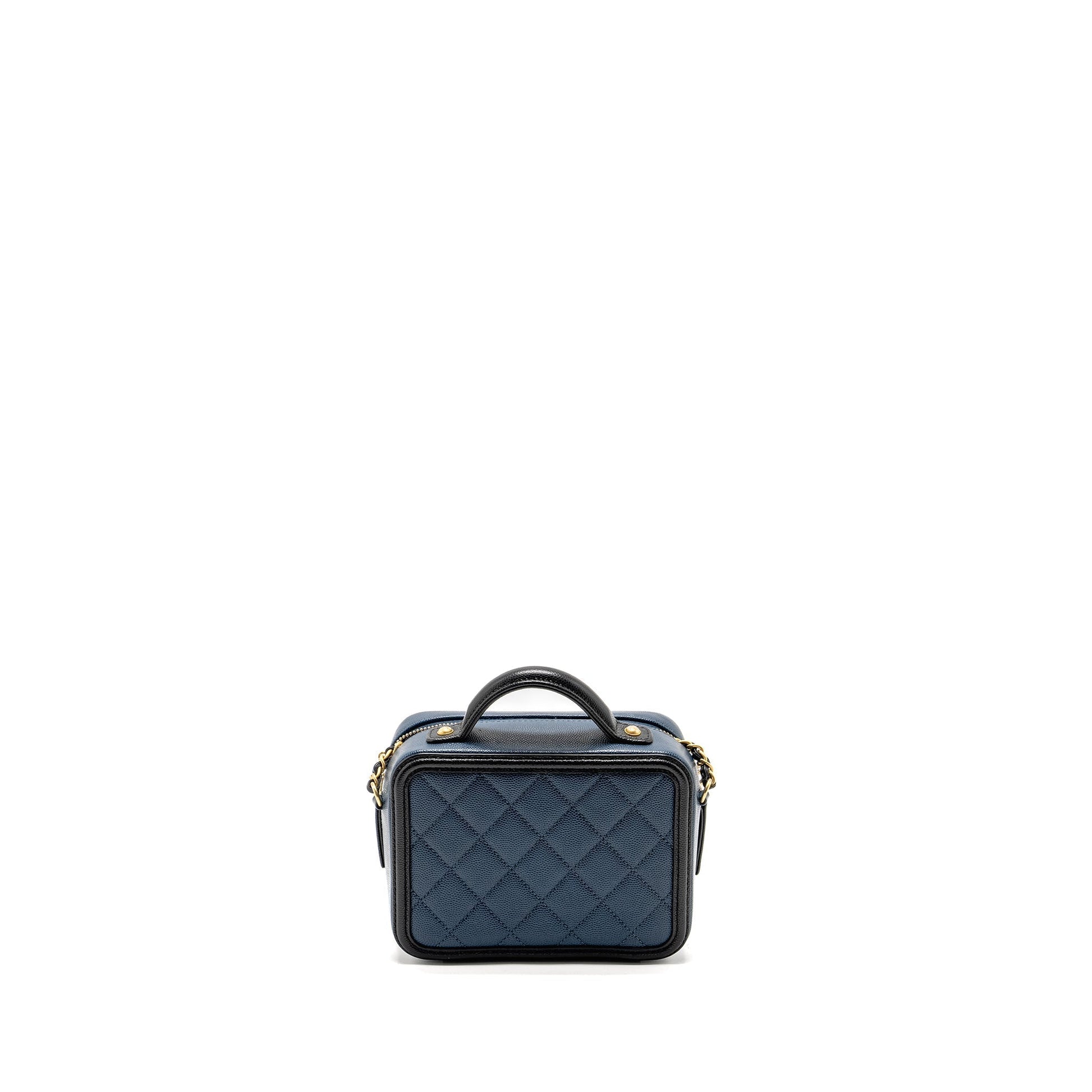 Chanel Filigree Vanity Camera Caviar Navy GHW Black Small Crossbody Bag